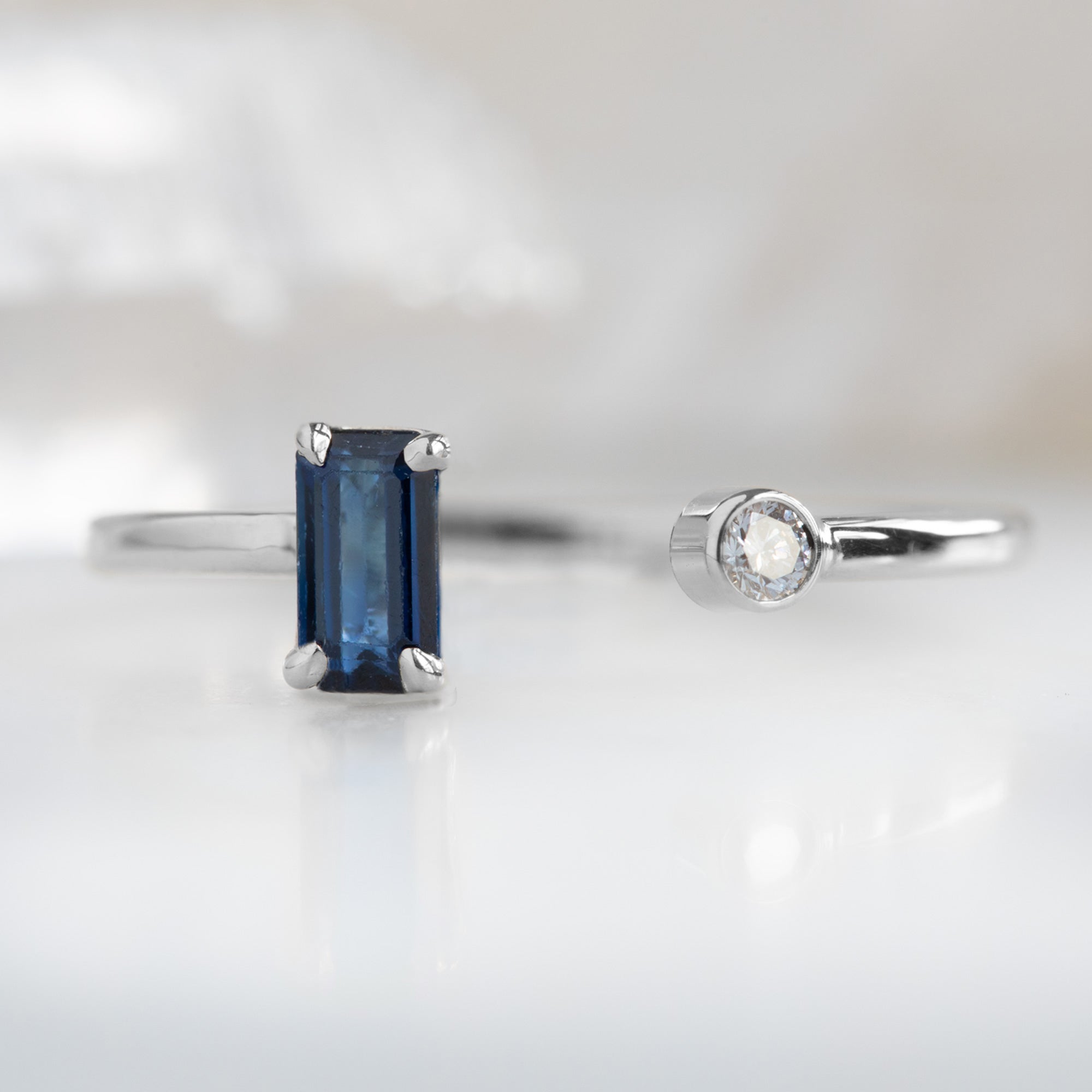 The Open Cuff Sapphire + Diamond Ring | Yellow, Rose or White Gold