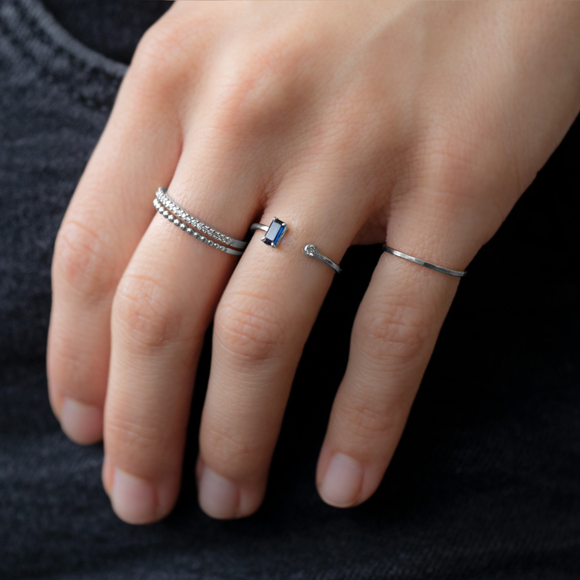 The Open Cuff Sapphire + Diamond Ring | Yellow, Rose or White Gold