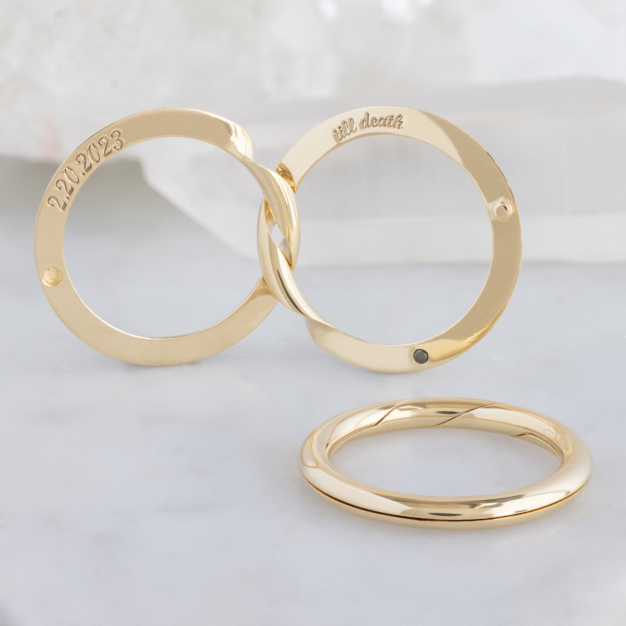 The Love Story Ring with a Black Diamond | Yellow Gold