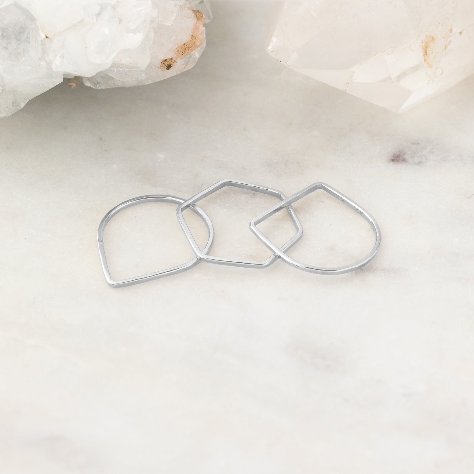 The Hex Stacking Ring | Yellow, Rose or Sterling Silver