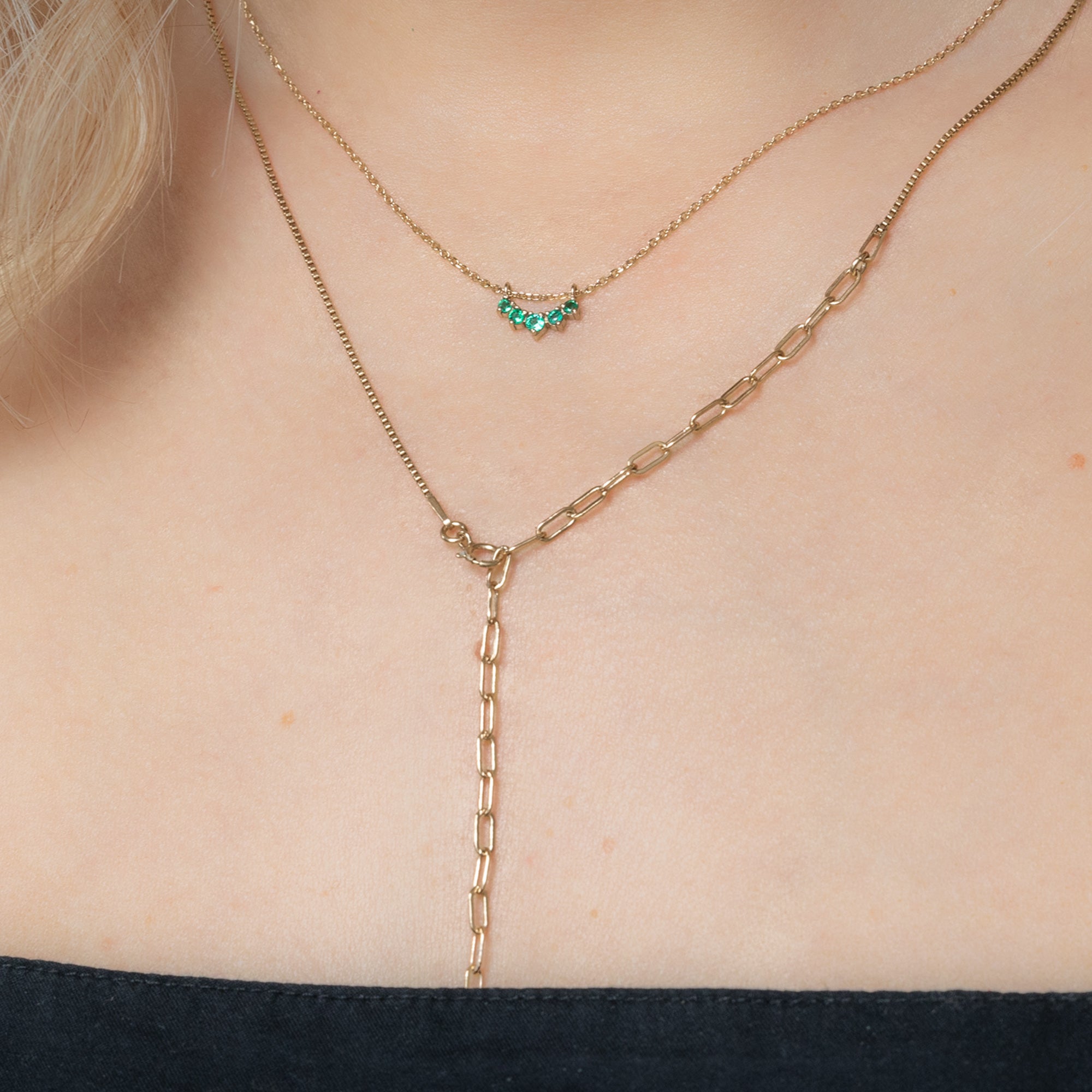 Emerald Gemstone Sunburst Necklace | Yellow, Rose or White Gold