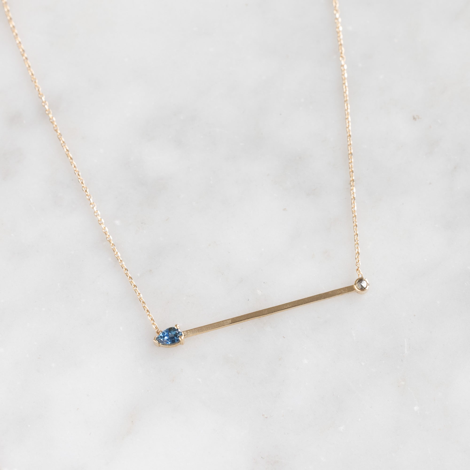The Montana Sapphire Horizon Necklace | Yellow, Rose or White Gold