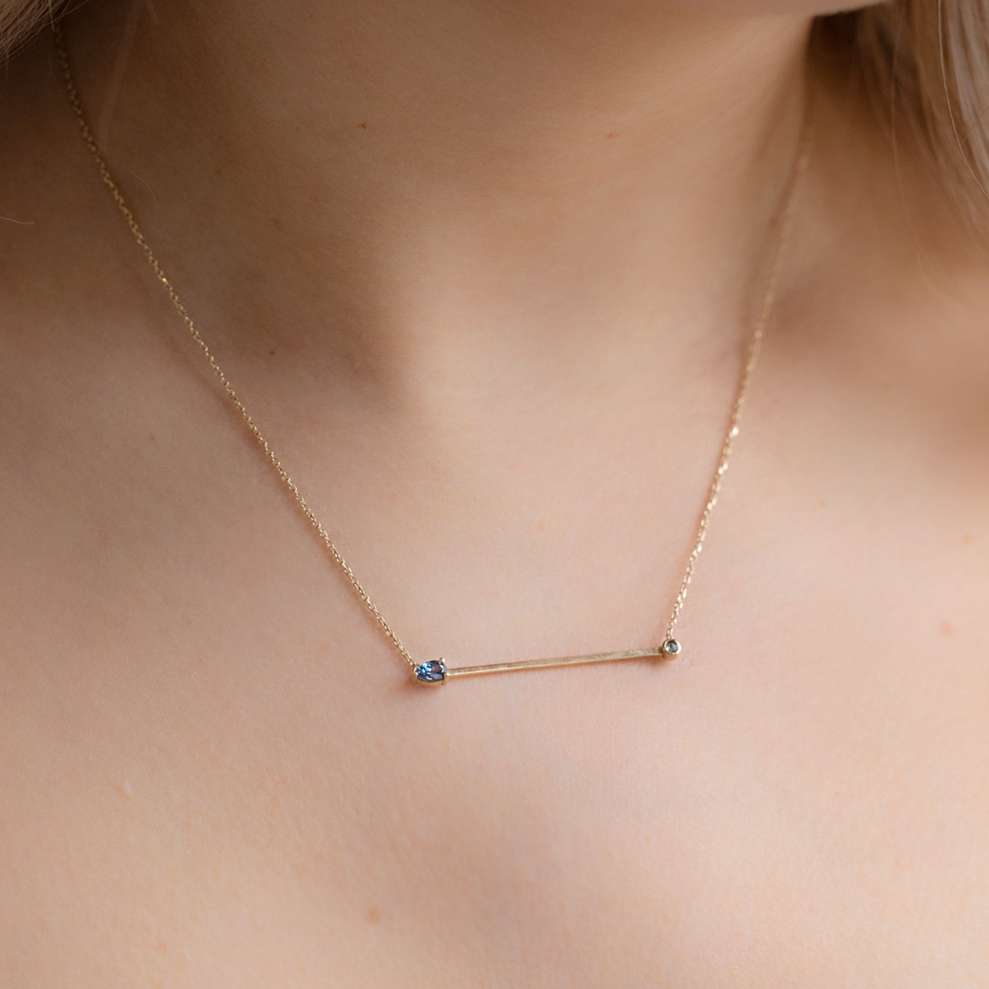 The Montana Sapphire Horizon Necklace | Yellow, Rose or White Gold