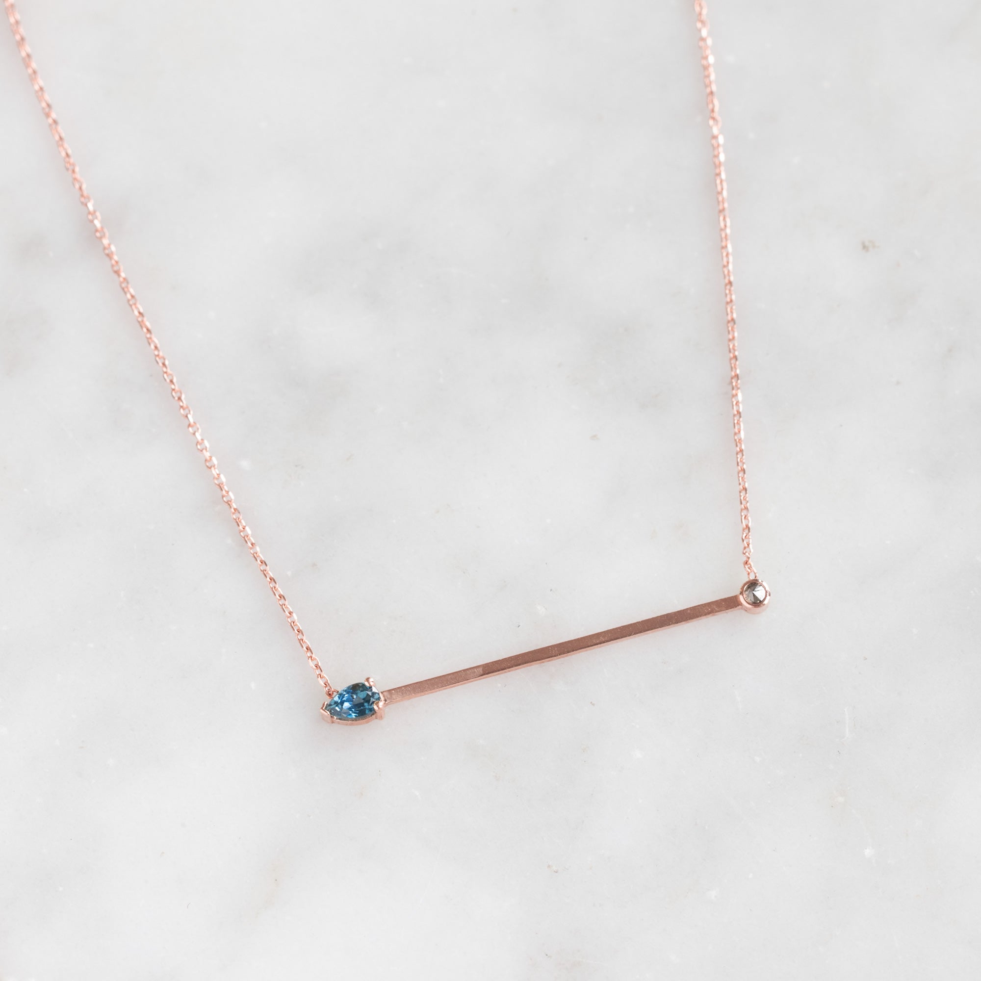 The Montana Sapphire Horizon Necklace | Yellow, Rose or White Gold