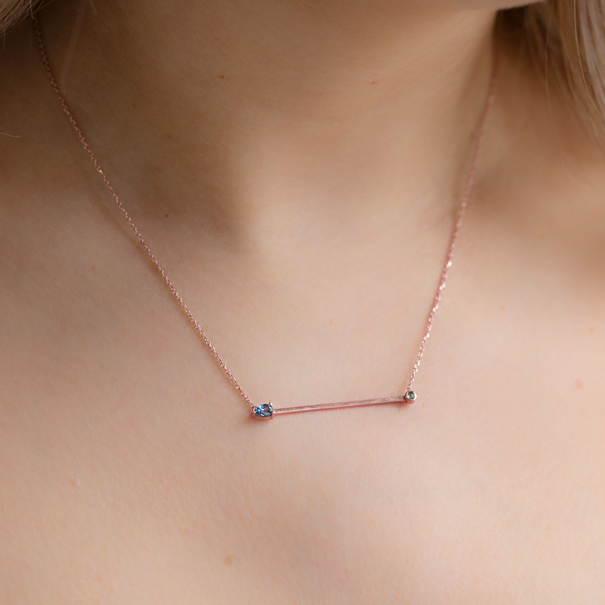 The Montana Sapphire Horizon Necklace | Yellow, Rose or White Gold