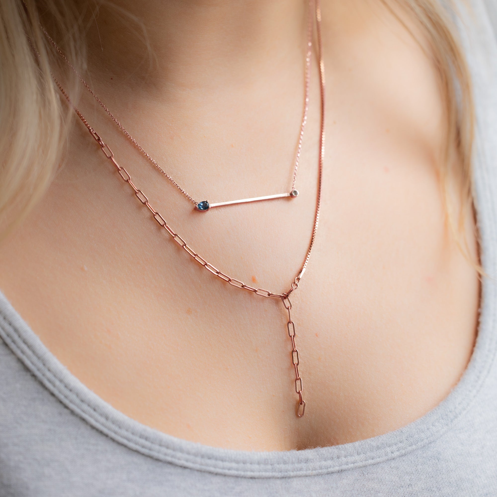 The Montana Sapphire Horizon Necklace | Yellow, Rose or White Gold
