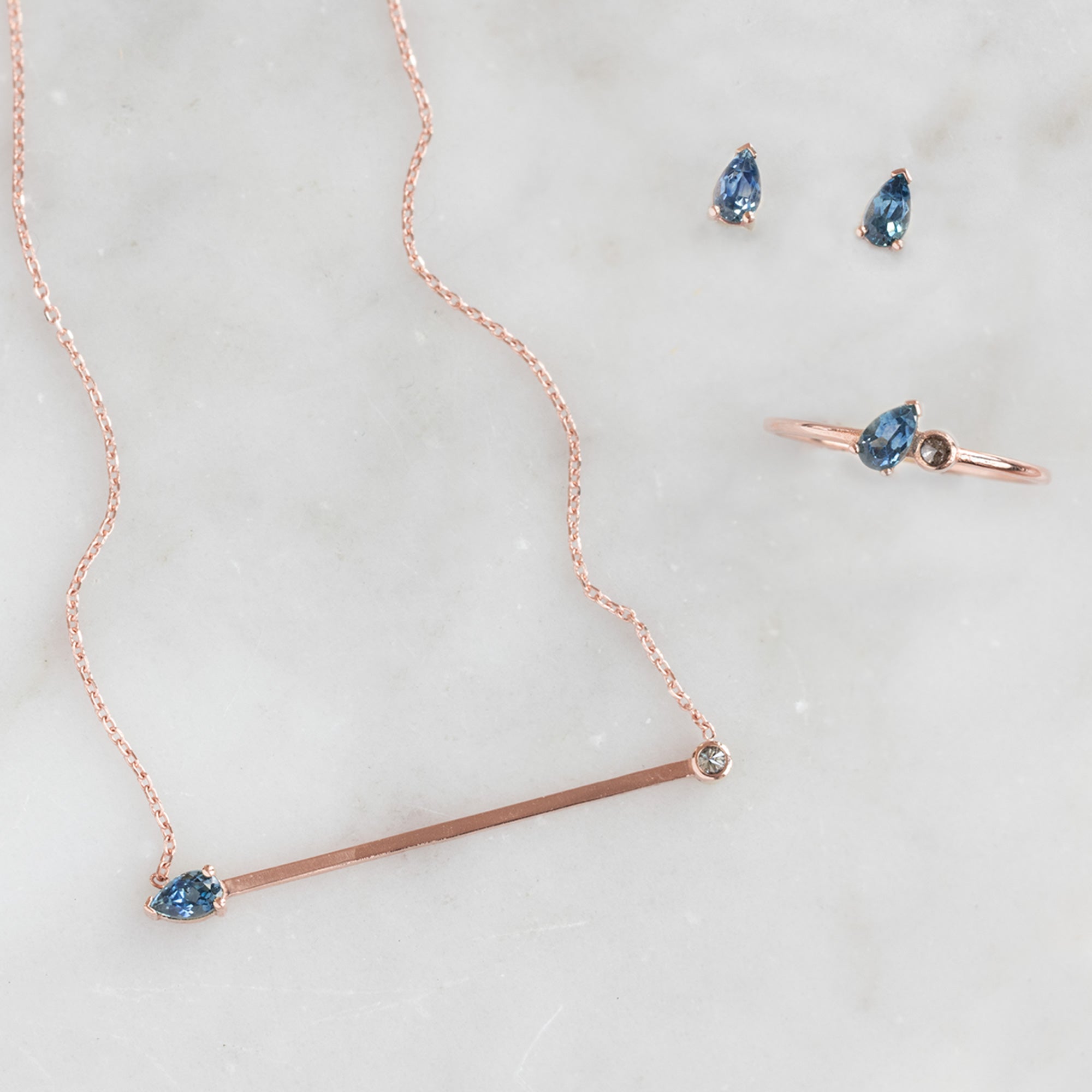 The Montana Sapphire Horizon Necklace | Yellow, Rose or White Gold