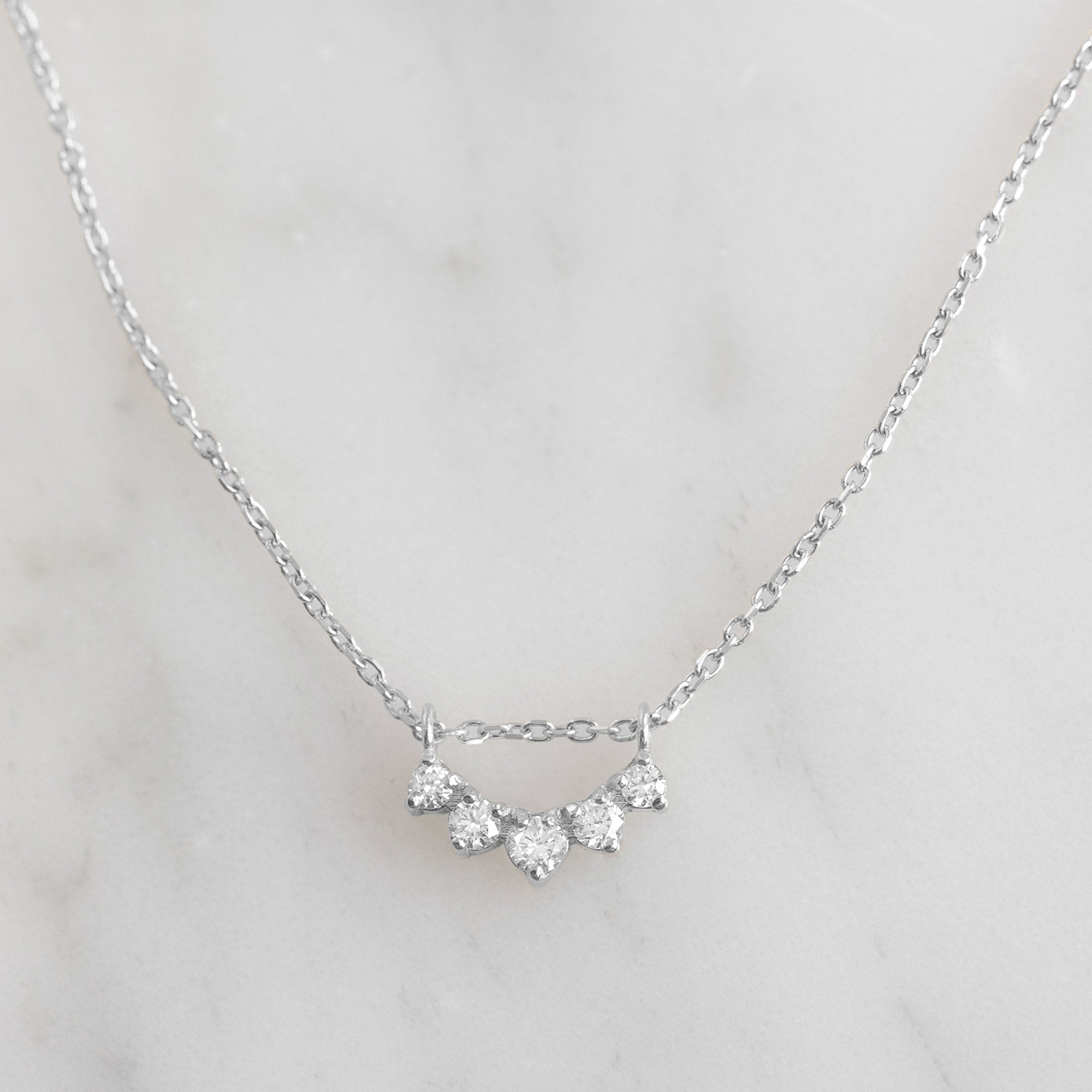 White Diamond Sunburst Necklace | Yellow, Rose or White Gold