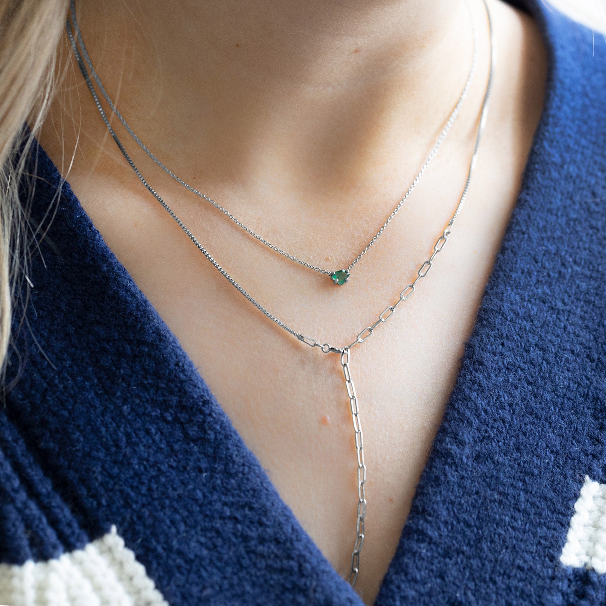 The Geometric Emerald Necklace | Yellow, Rose or White Gold