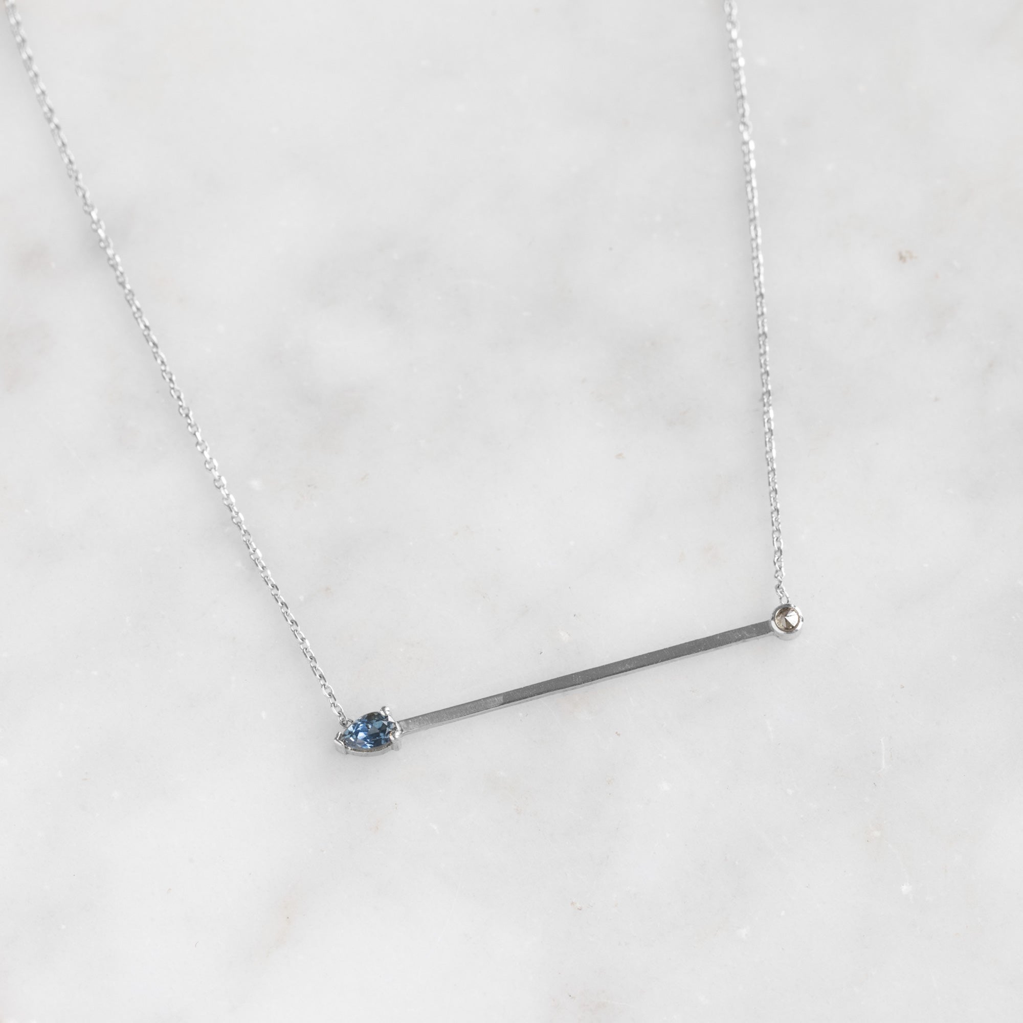 The Montana Sapphire Horizon Necklace | Yellow, Rose or White Gold