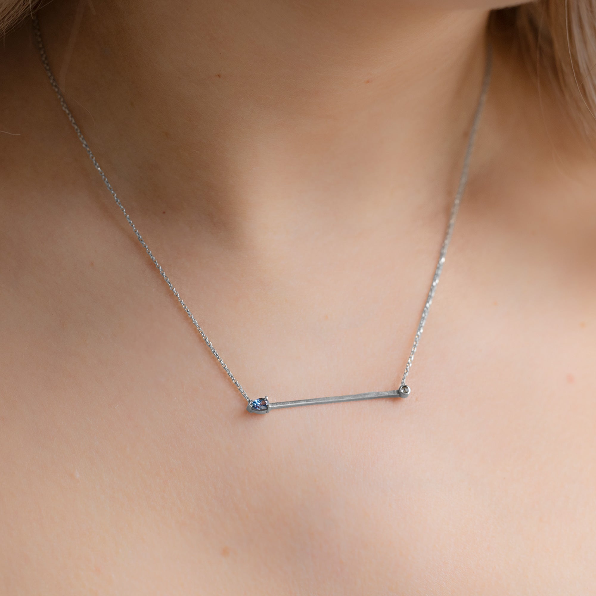 The Montana Sapphire Horizon Necklace | Yellow, Rose or White Gold