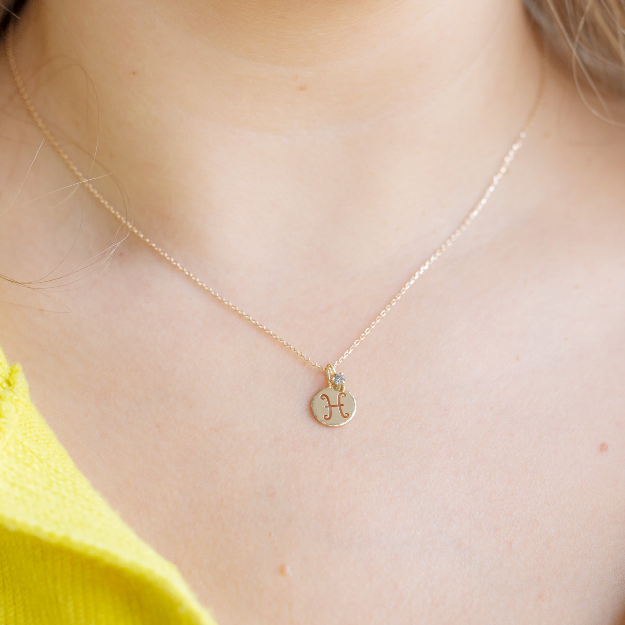 The Zodiac Birthstone Charm Necklace | Yellow, Rose or White Gold