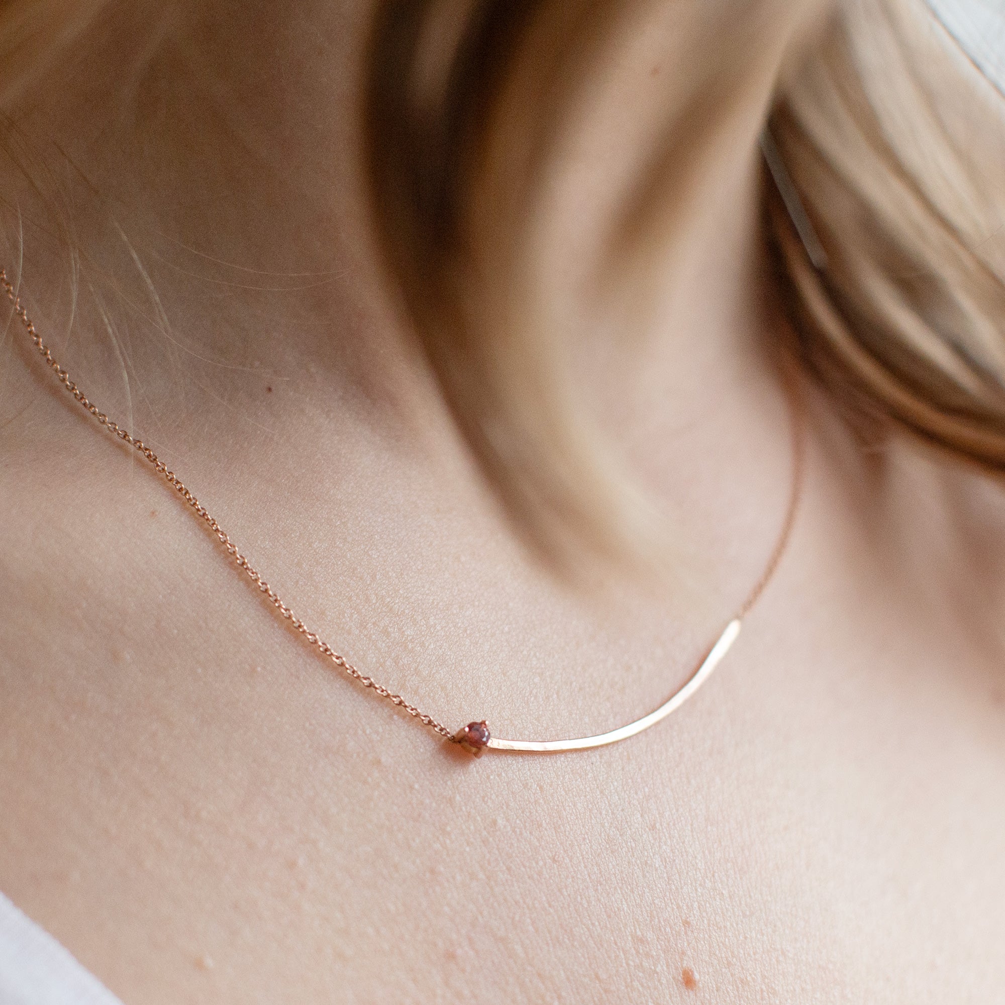 The Sunstone Gemstone Arc Necklace | Yellow, Rose or White Gold