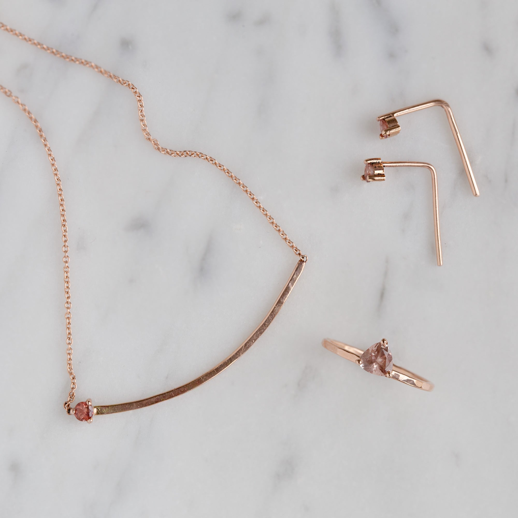 The Sunstone Gemstone Arc Necklace | Yellow, Rose or White Gold