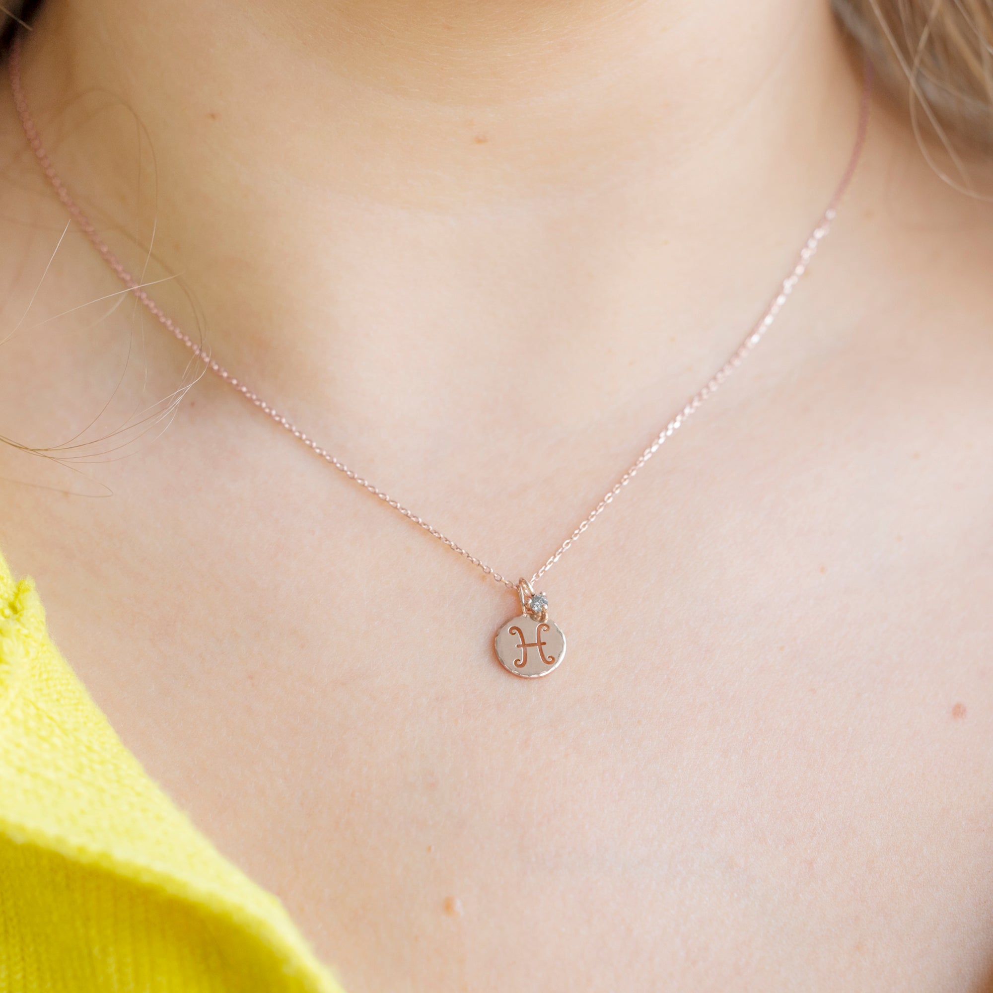 The Zodiac Birthstone Charm Necklace | Yellow, Rose or White Gold