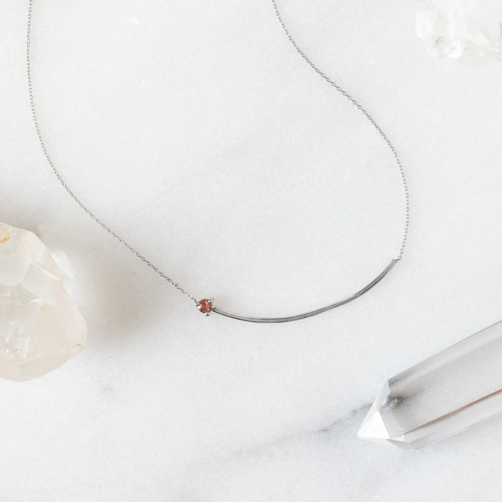 The Sunstone Gemstone Arc Necklace | Yellow, Rose or White Gold