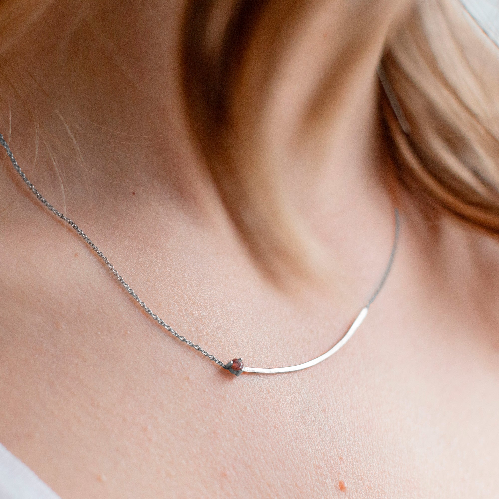 The Sunstone Gemstone Arc Necklace | Yellow, Rose or White Gold