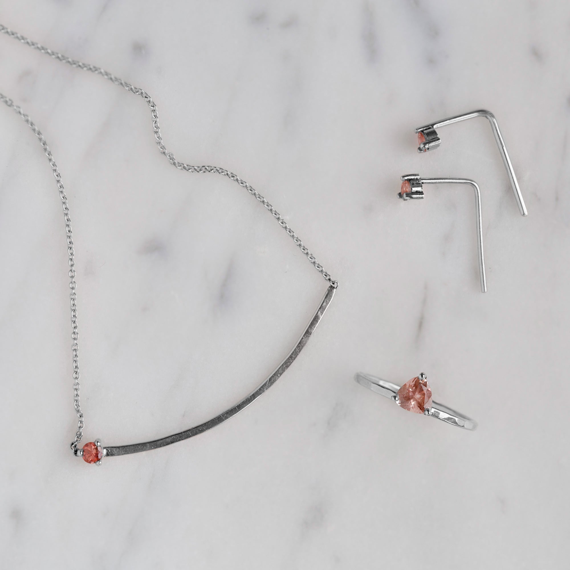 The Sunstone Gemstone Arc Necklace | Yellow, Rose or White Gold