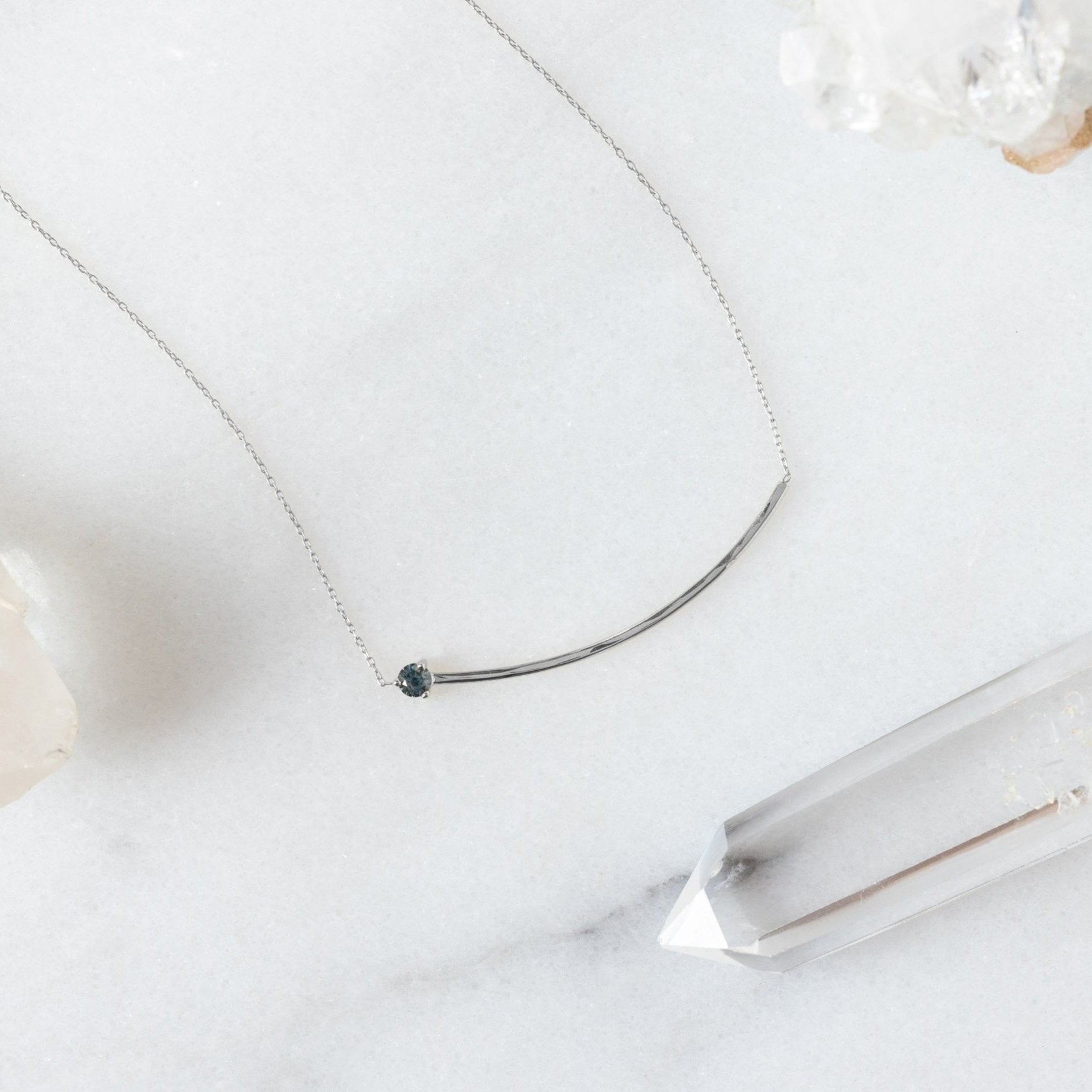 The Blue Montana Sapphire Gemstone Arc Necklace | Yellow, Rose or White Gold