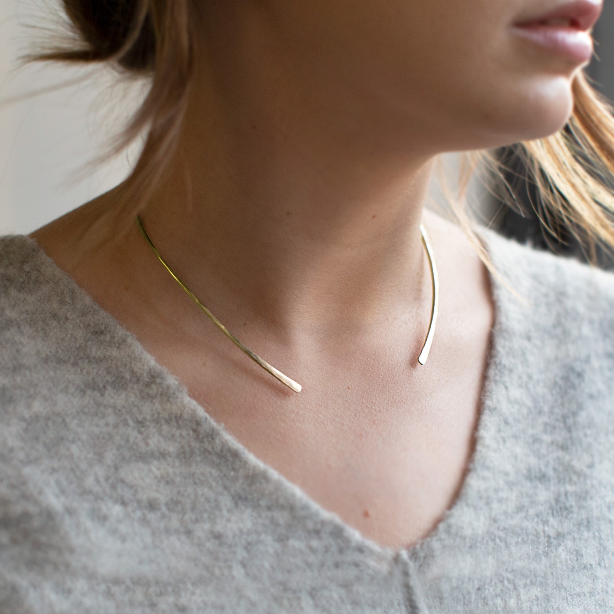 The Open Cuff Necklace | Yellow, Rose, or Sterling Silver