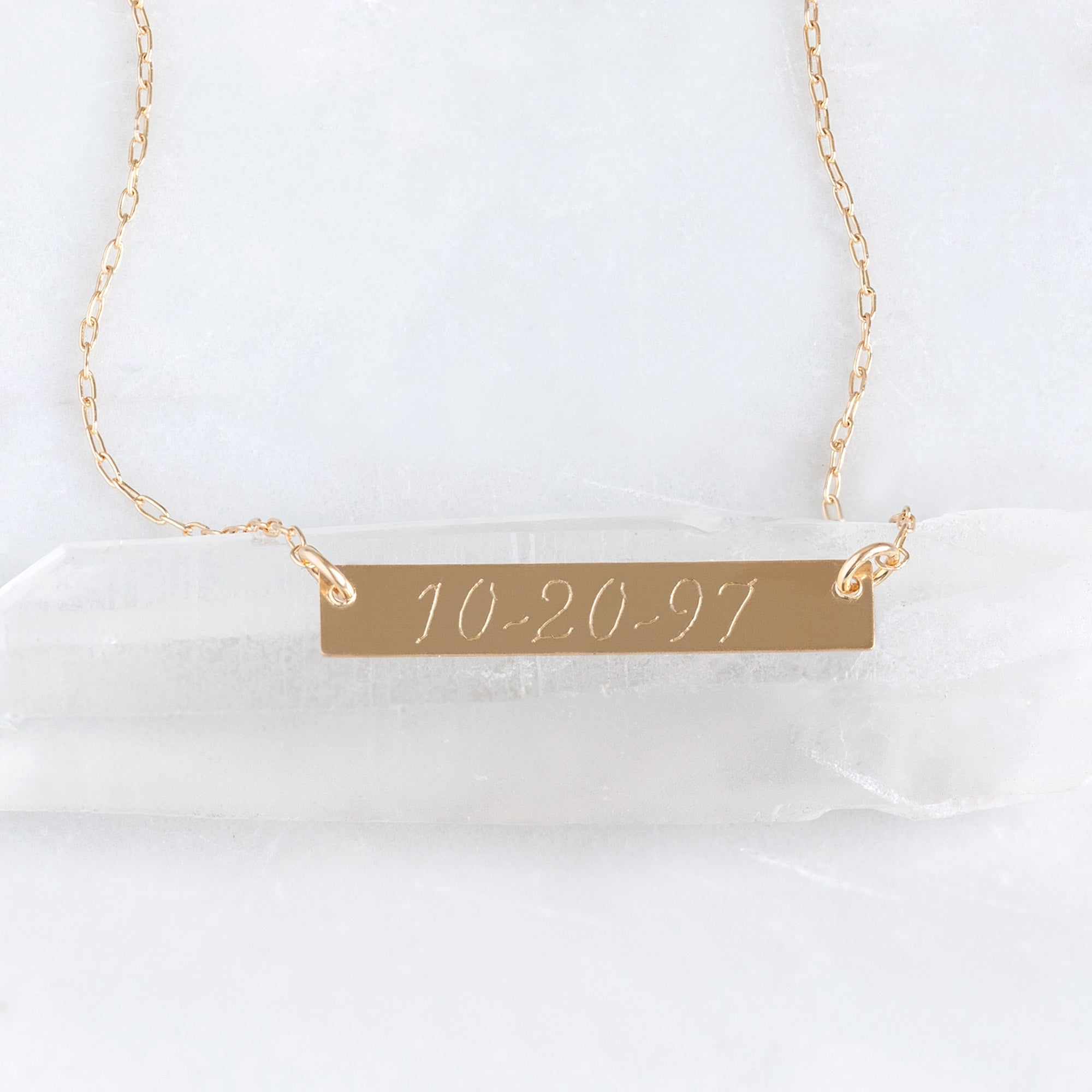 The Save the Date / Nameplate Necklace | Yellow, Rose or Sterling Silver