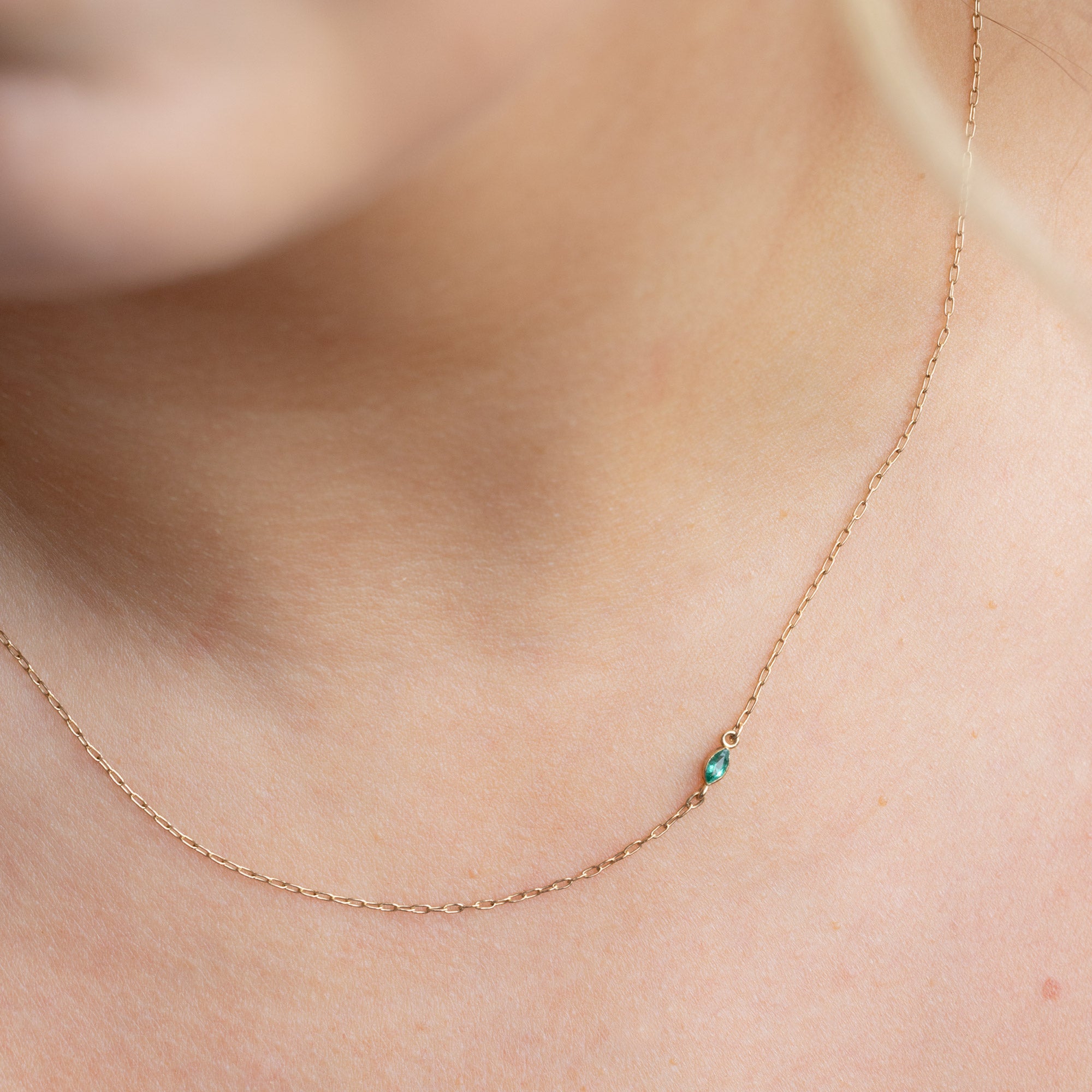 The Teensy Emerald Necklace | Yellow or Rose Gold