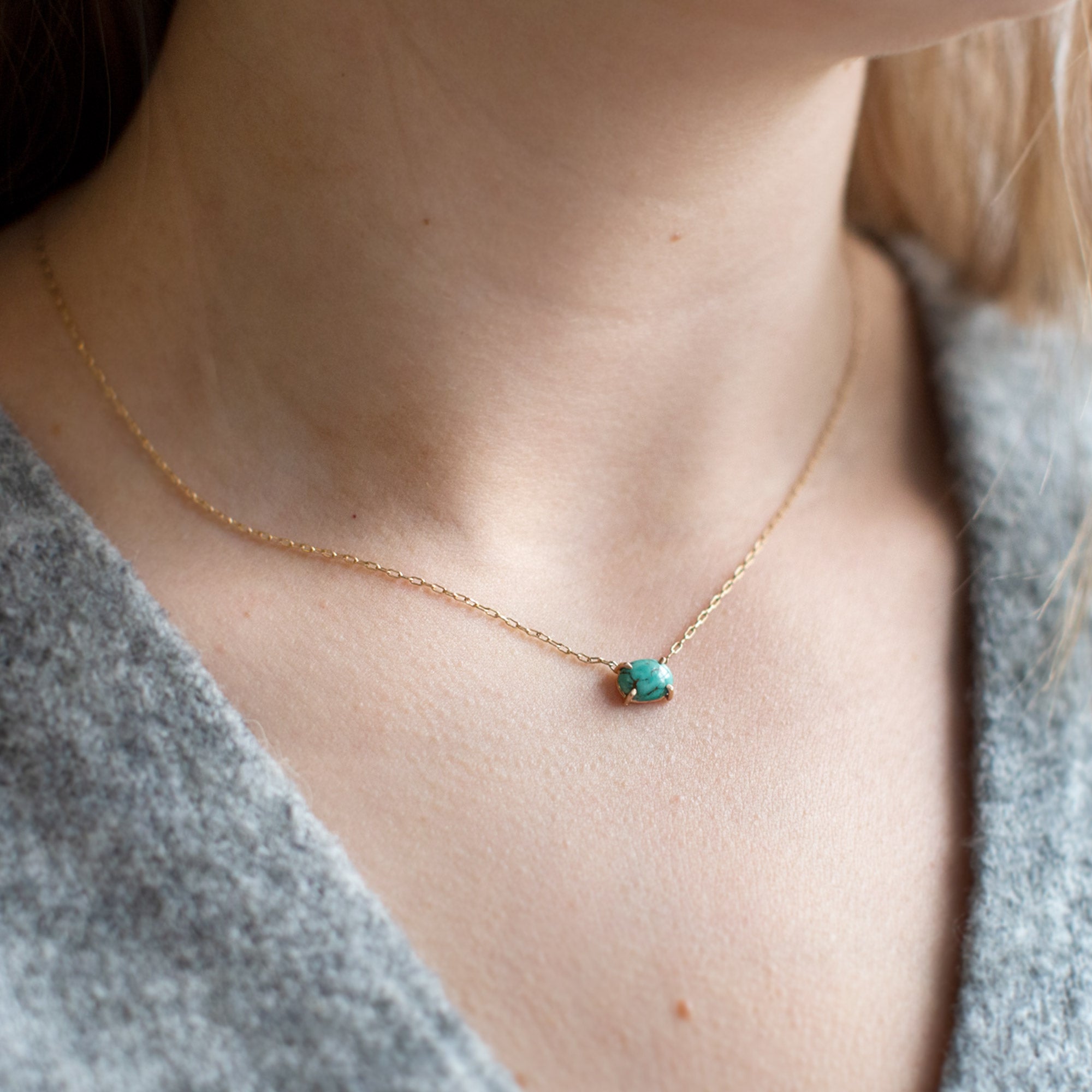 The Turquoise Necklace | Yellow, Rose or Sterling Silver