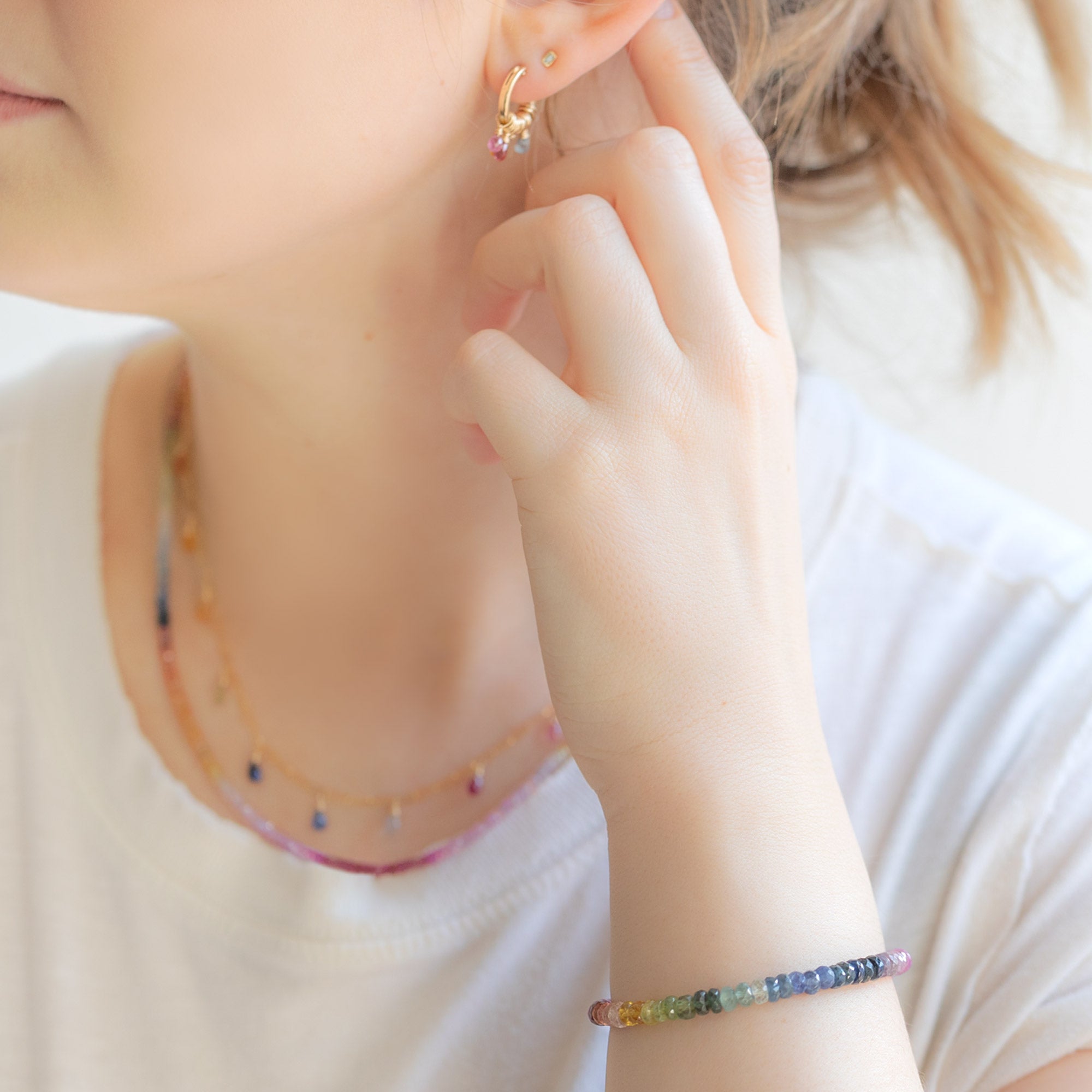 The Rainbow Sapphire Briolette Necklace | Yellow Gold