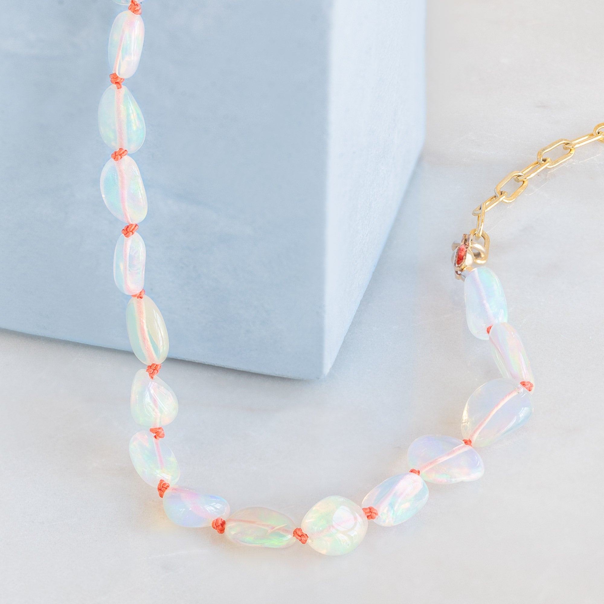 The Knotted Opal Necklace | Yellow Gold