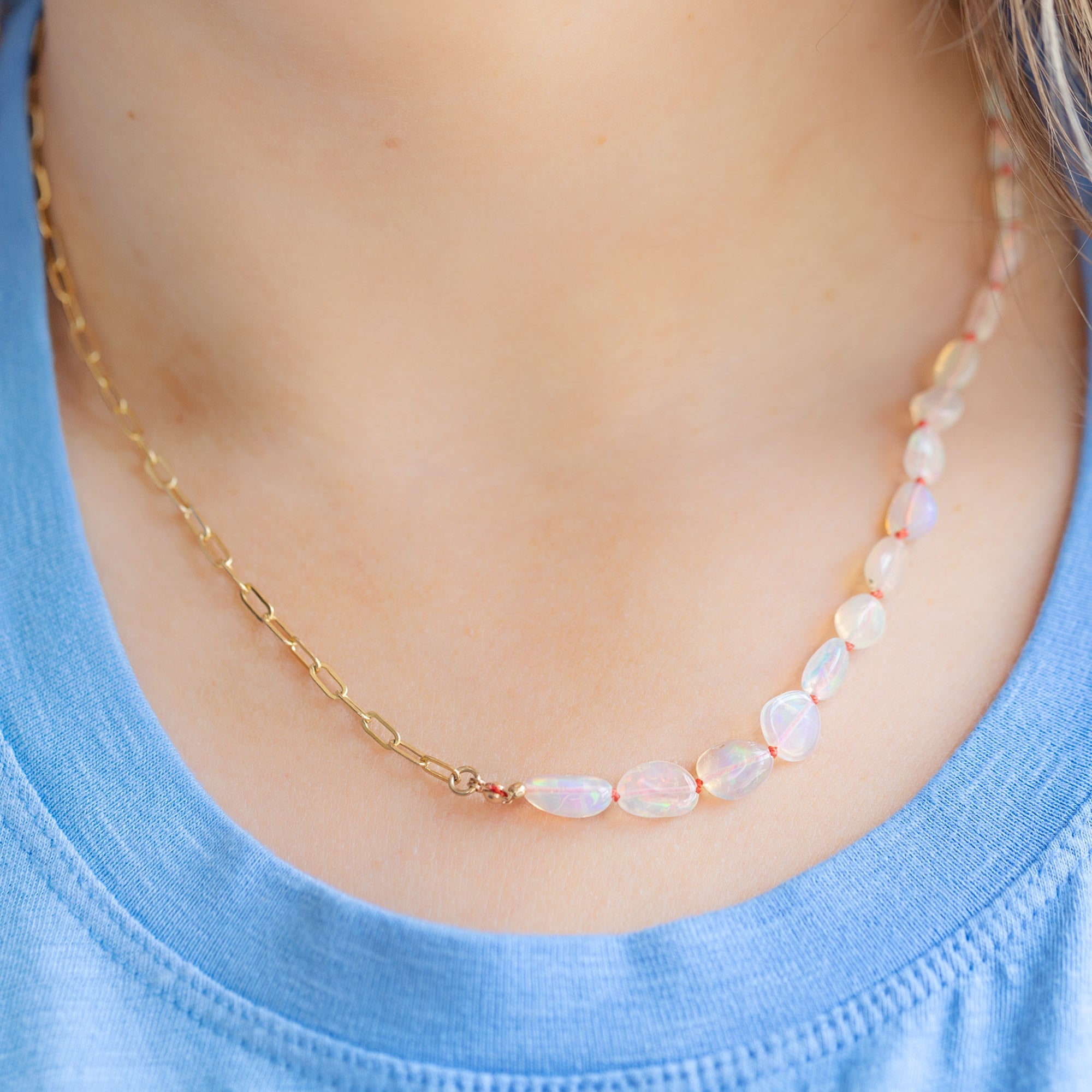 The Knotted Opal Necklace | Yellow Gold