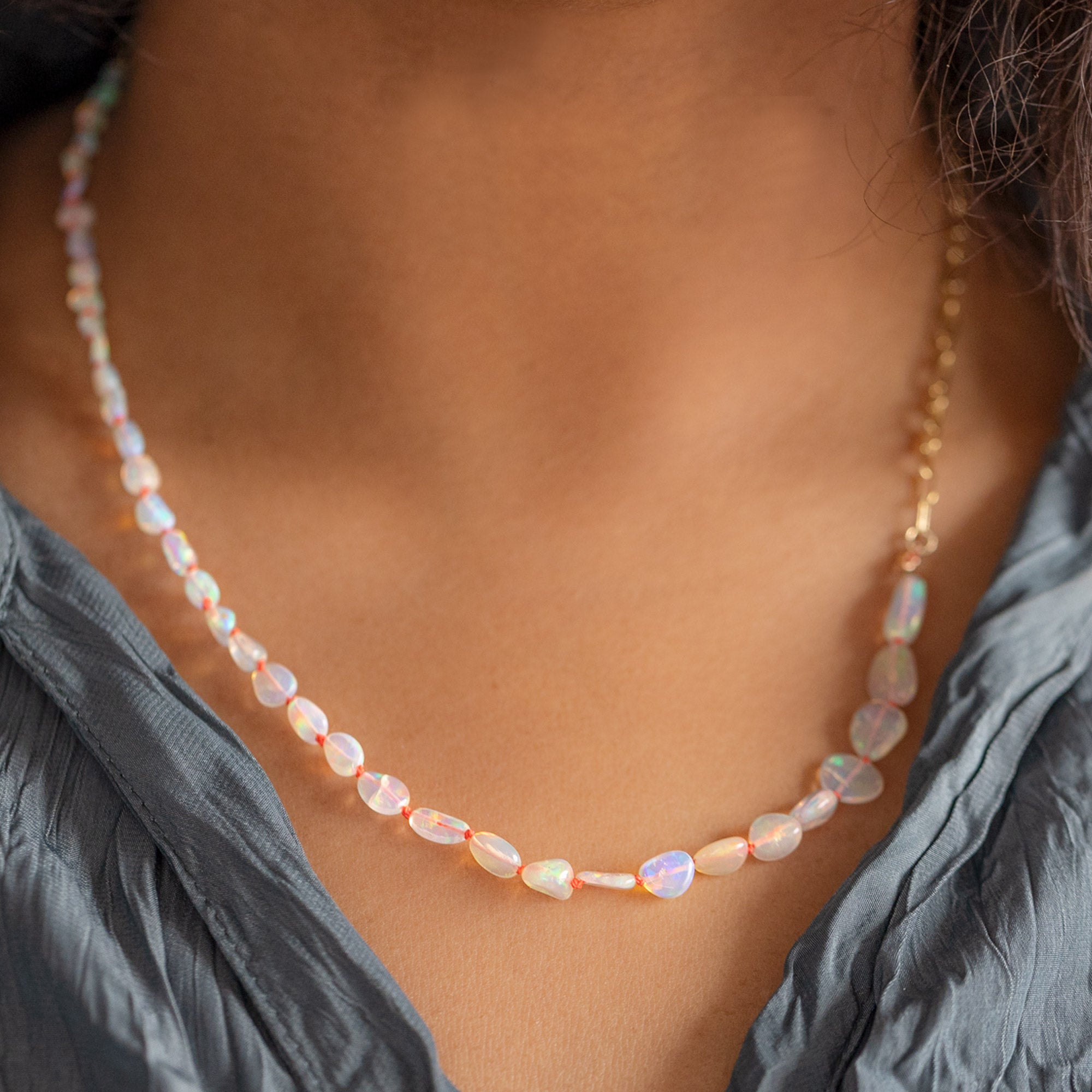 The Knotted Opal Necklace | Yellow Gold