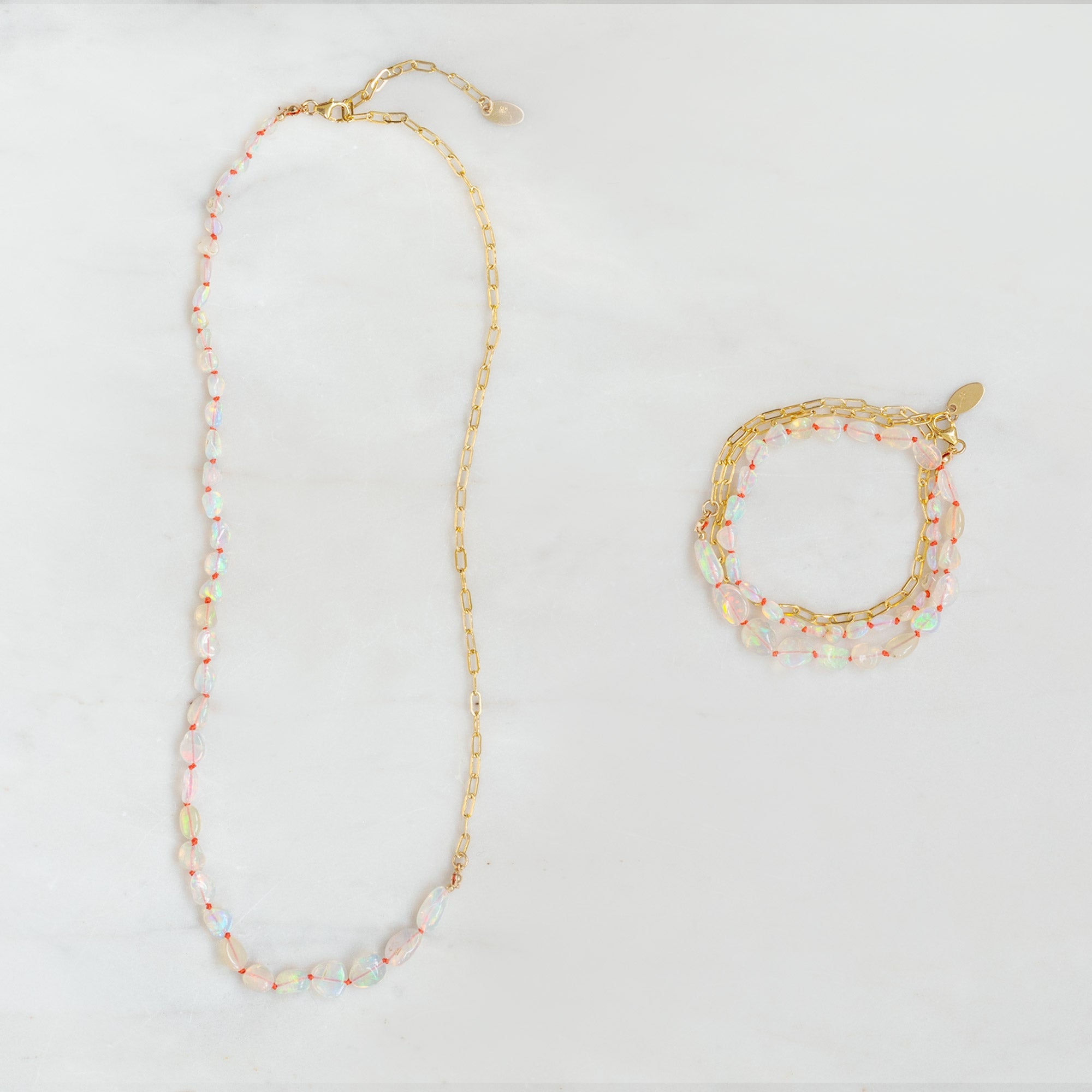 The Knotted Opal Necklace | Yellow Gold