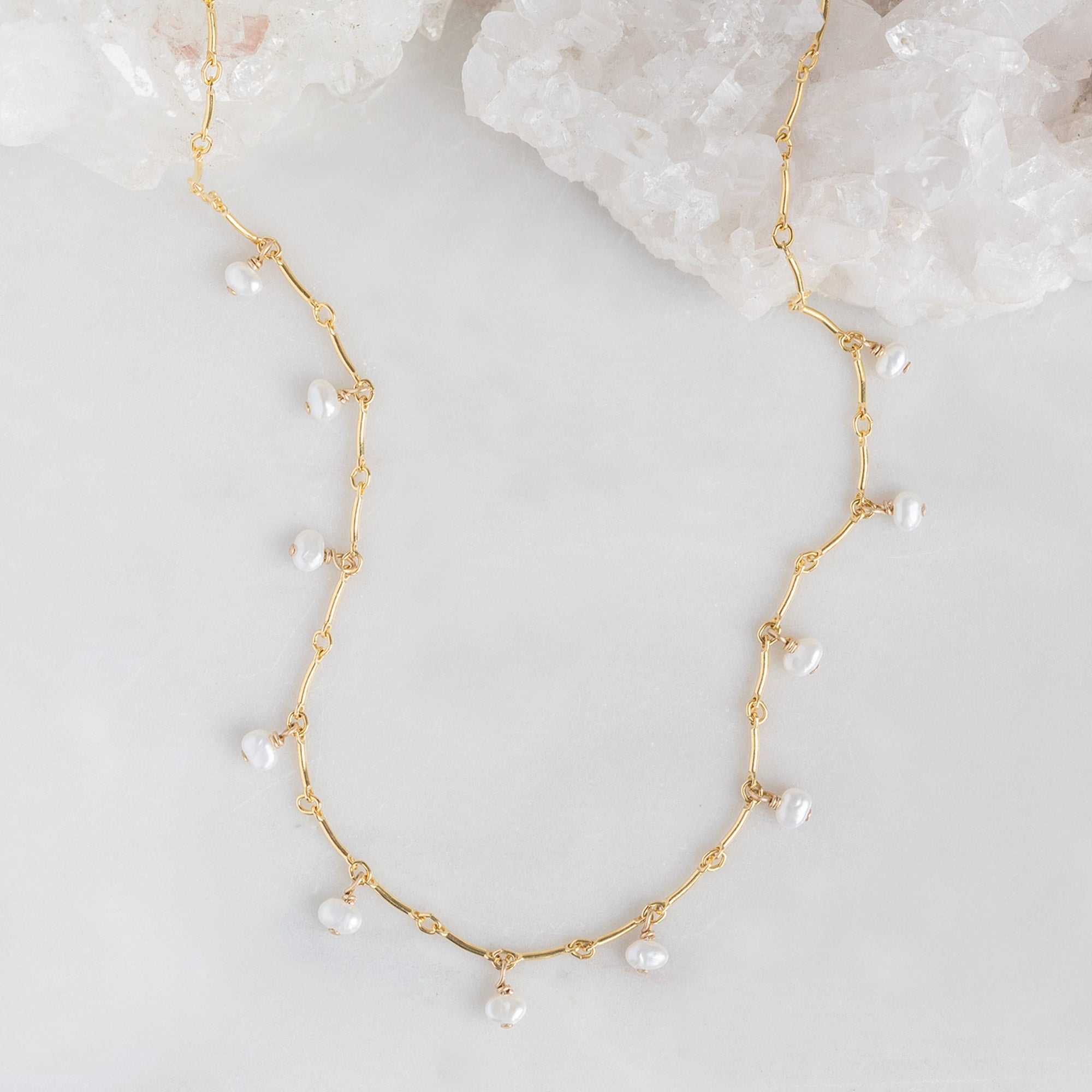 The Pearl Party Station Necklace | Yellow Gold