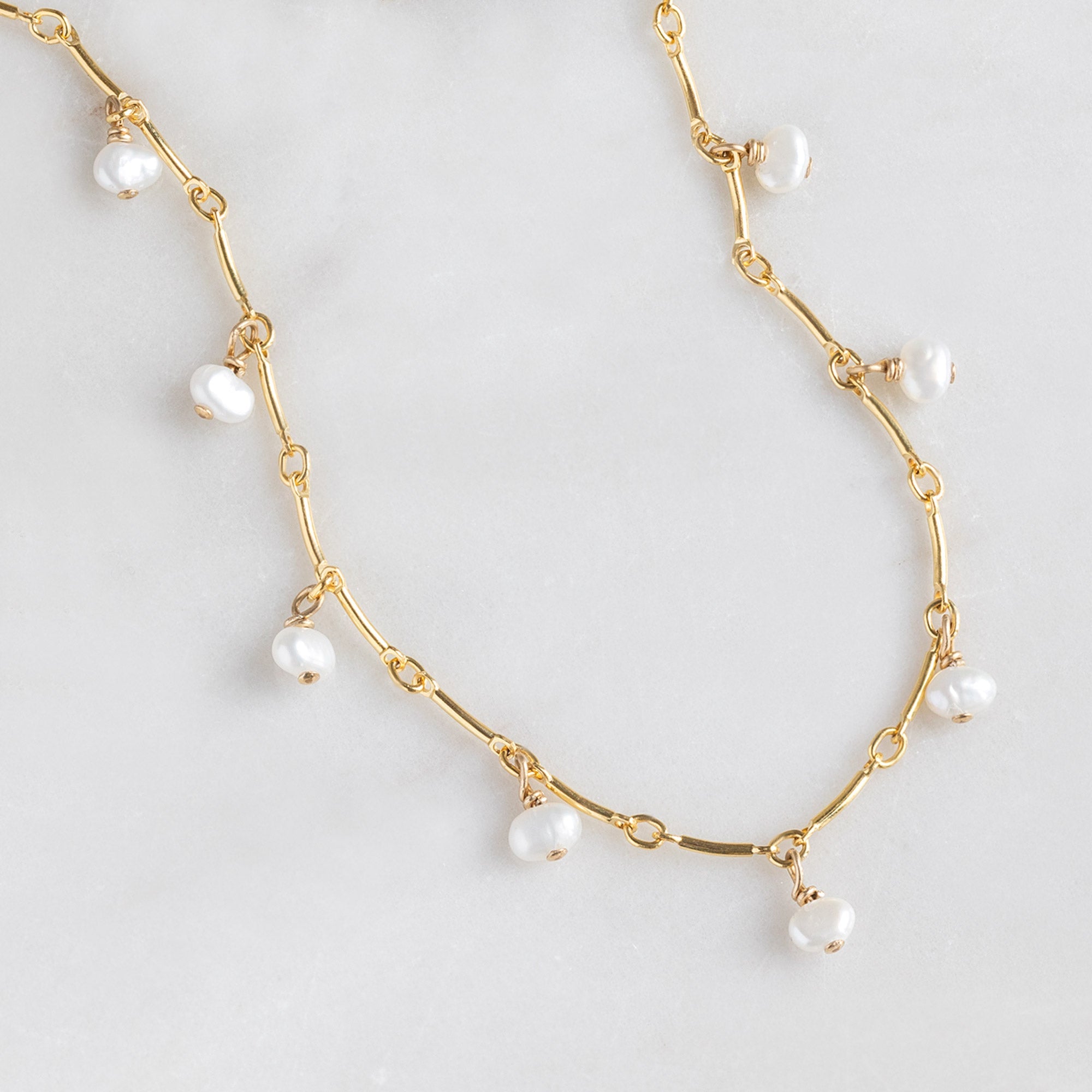 The Pearl Party Station Necklace | Yellow Gold