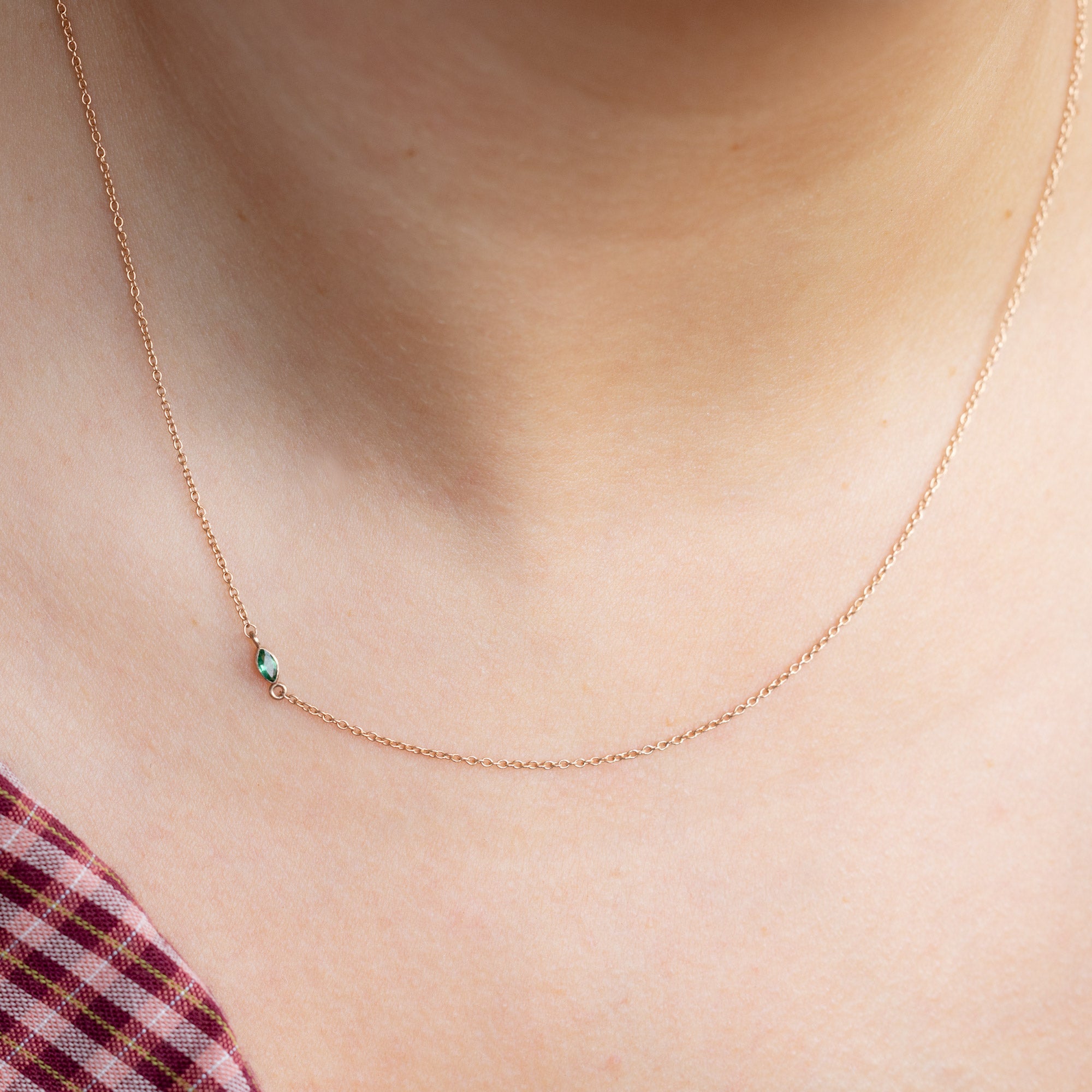 The Teensy Emerald Necklace | Yellow or Rose Gold