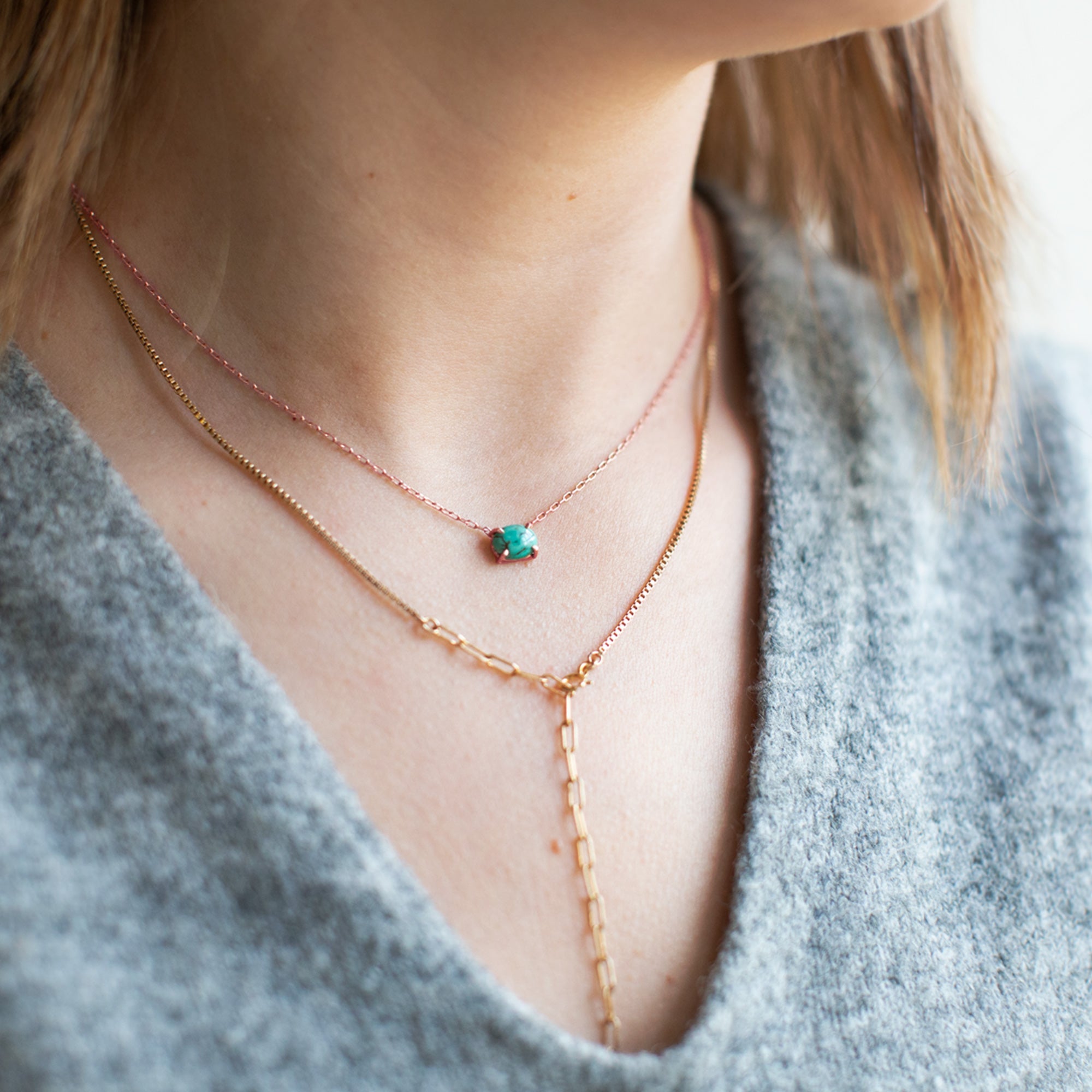 The Turquoise Necklace | Yellow, Rose or Sterling Silver