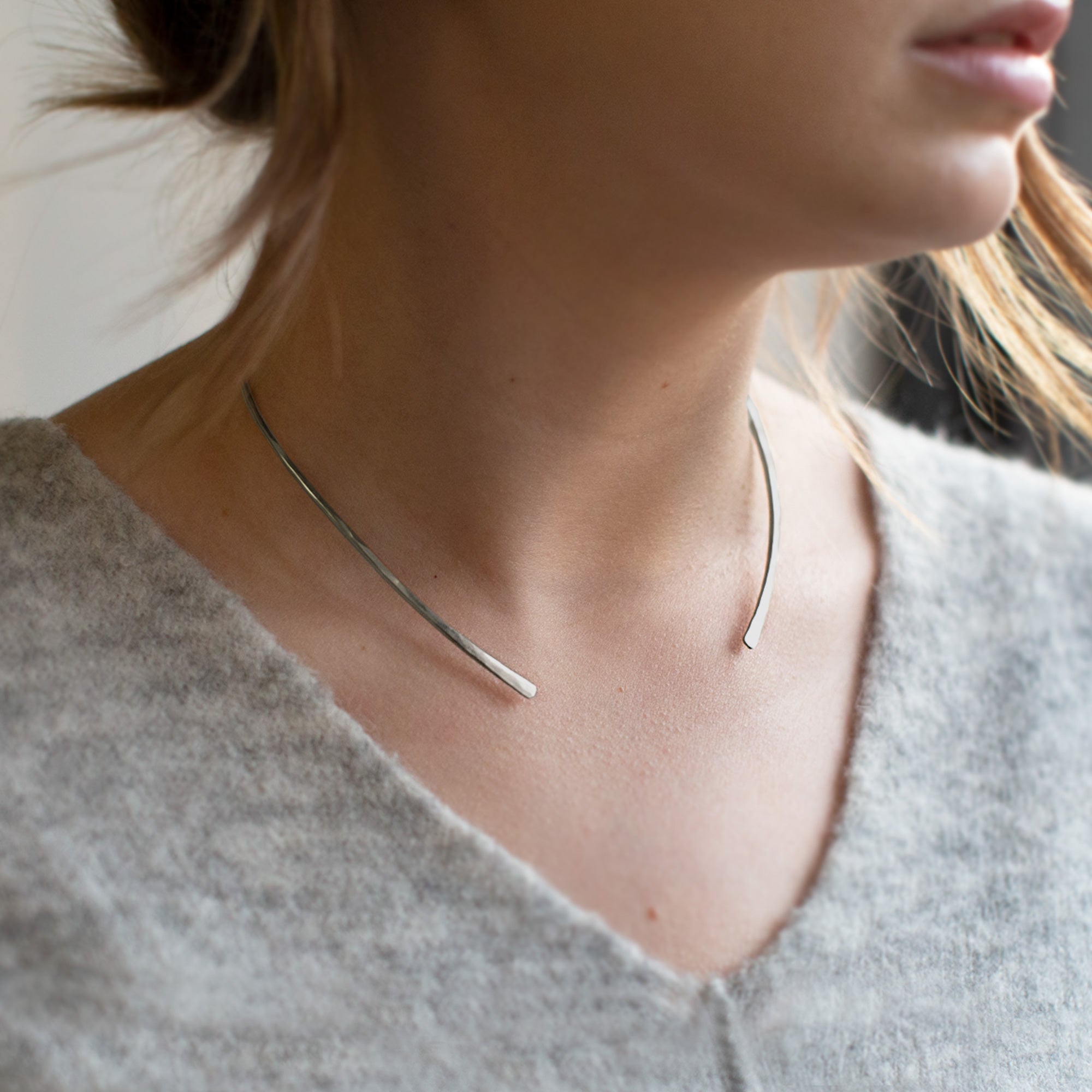 The Open Cuff Necklace | Yellow, Rose, or Sterling Silver