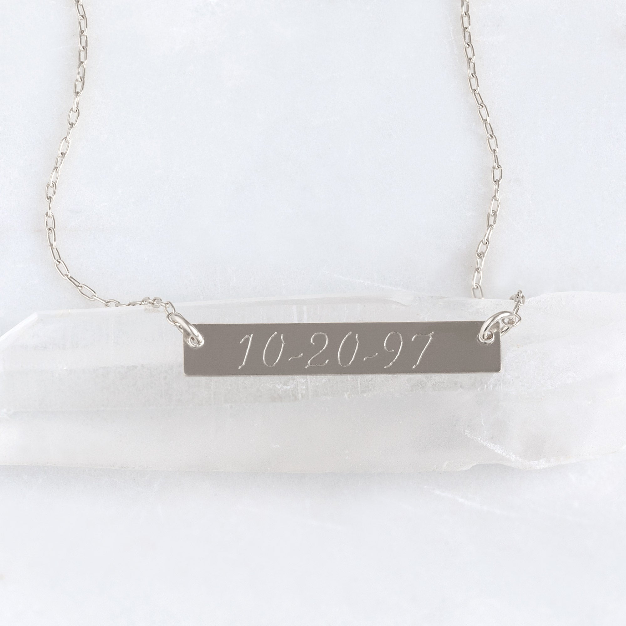 The Save the Date / Nameplate Necklace | Yellow, Rose or Sterling Silver
