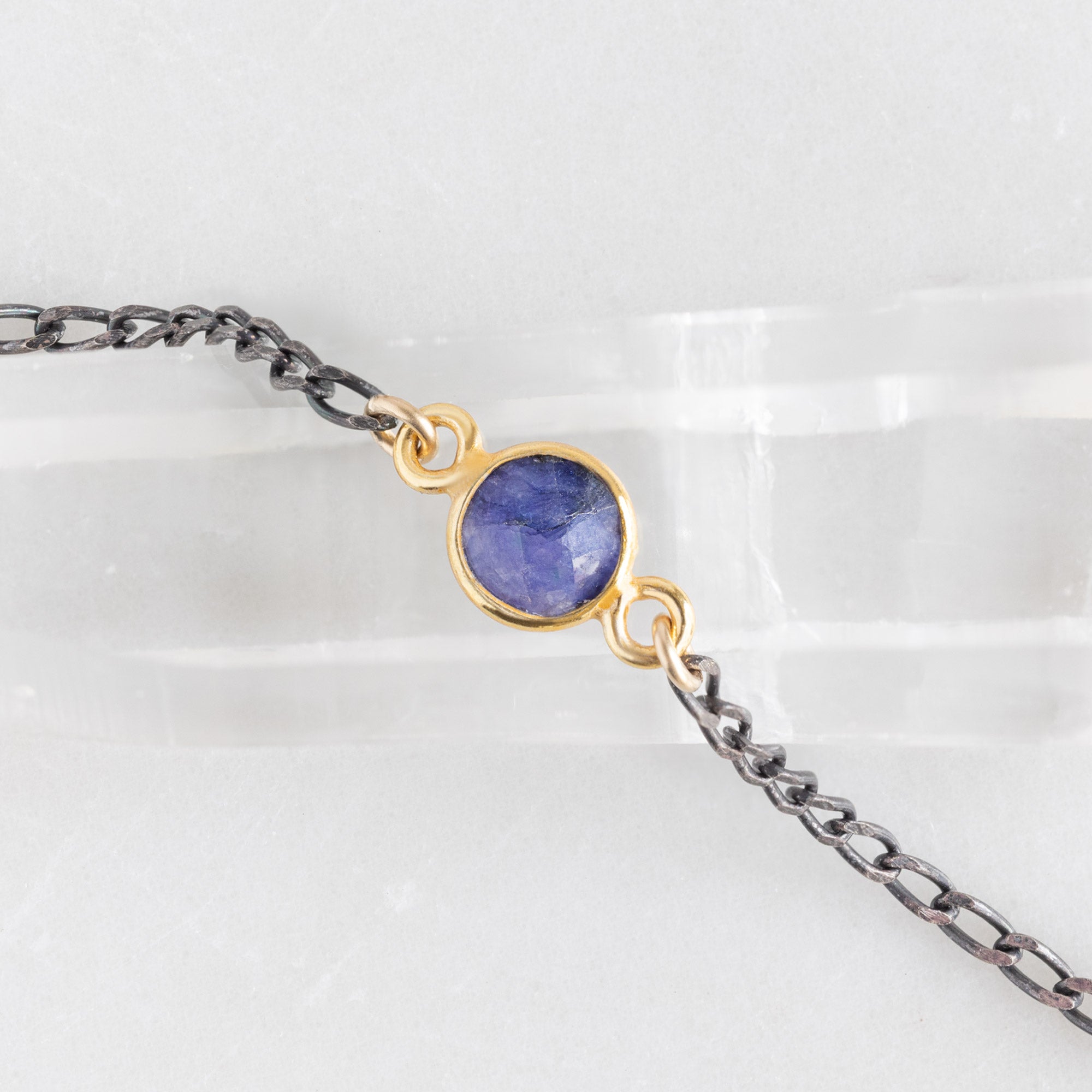 The Asymmetrical Blue Sapphire Necklace | Sterling Silver