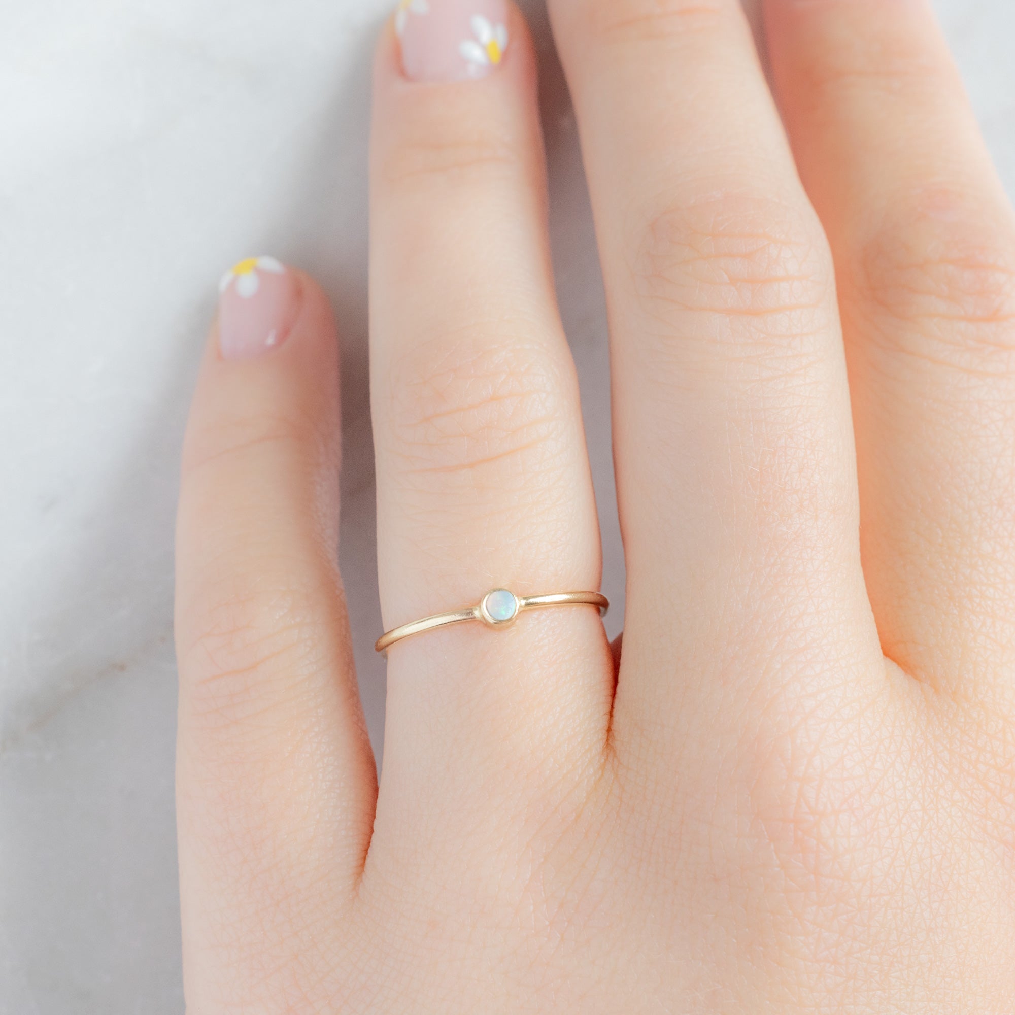 Opal Birthstone Stacking Ring | Yellow, Rose or White Gold