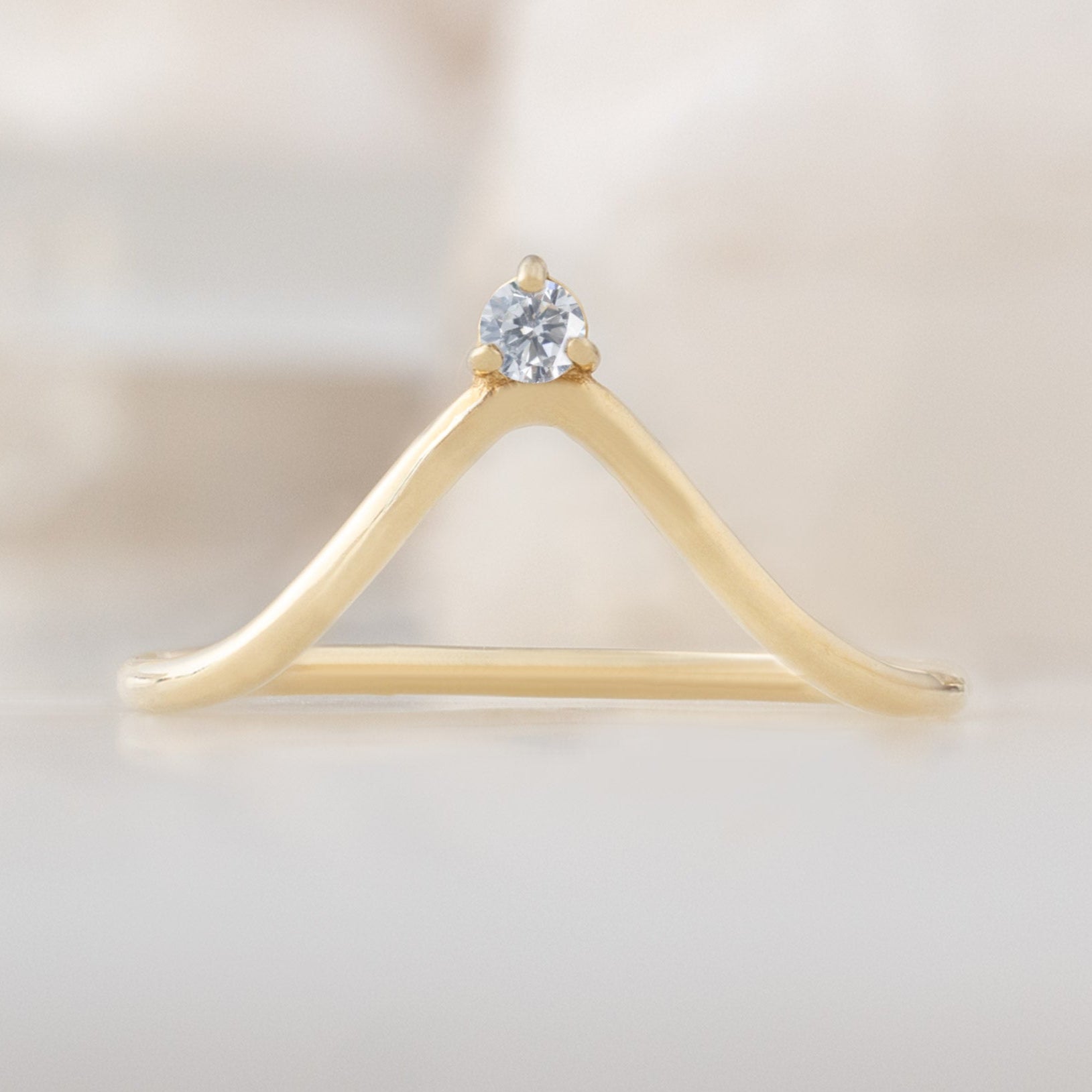 White Diamond Crown Stacking Band | Yellow, Rose or White Gold