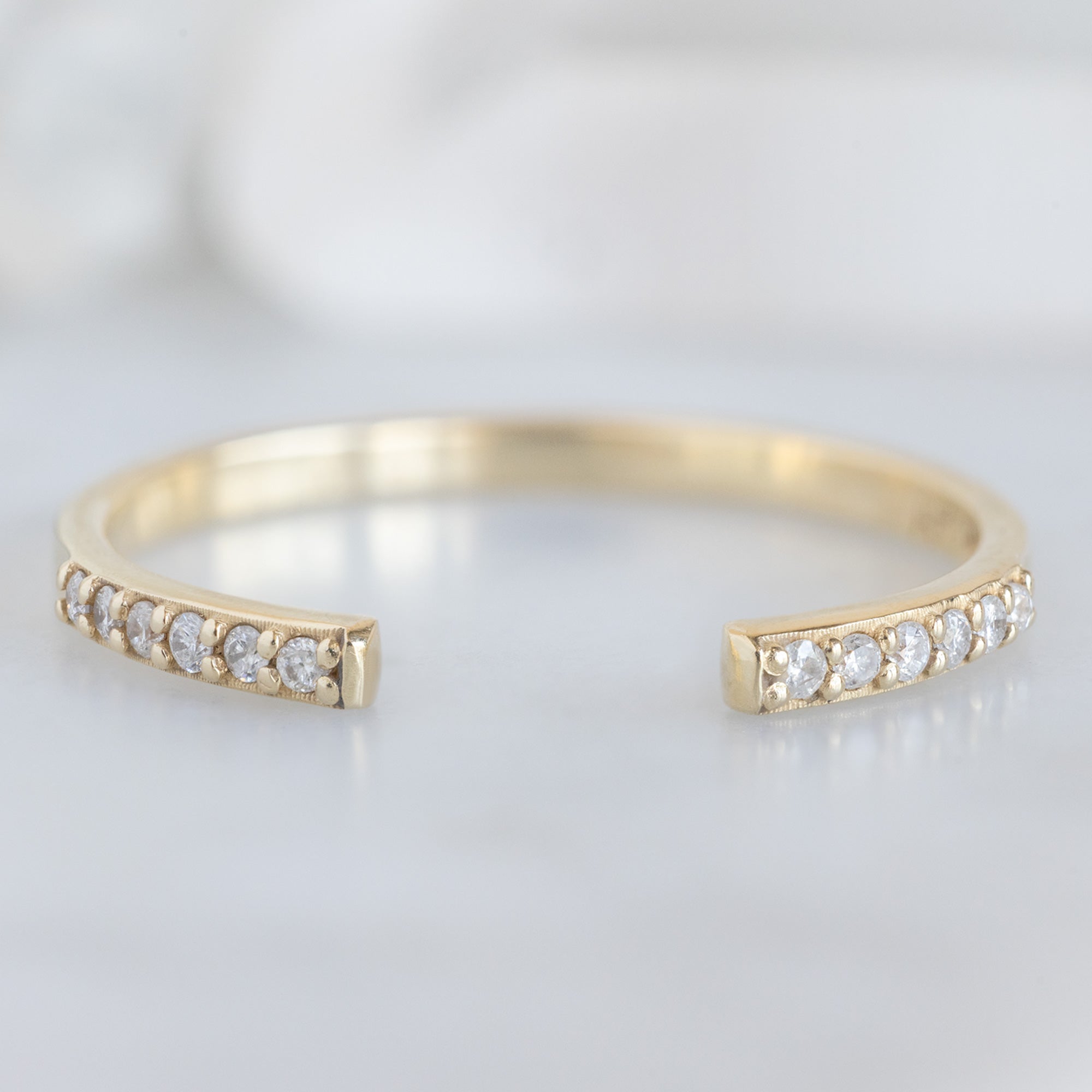 Open Cuff White Diamond Pavé Stacking Band | Yellow, Rose or White Gold