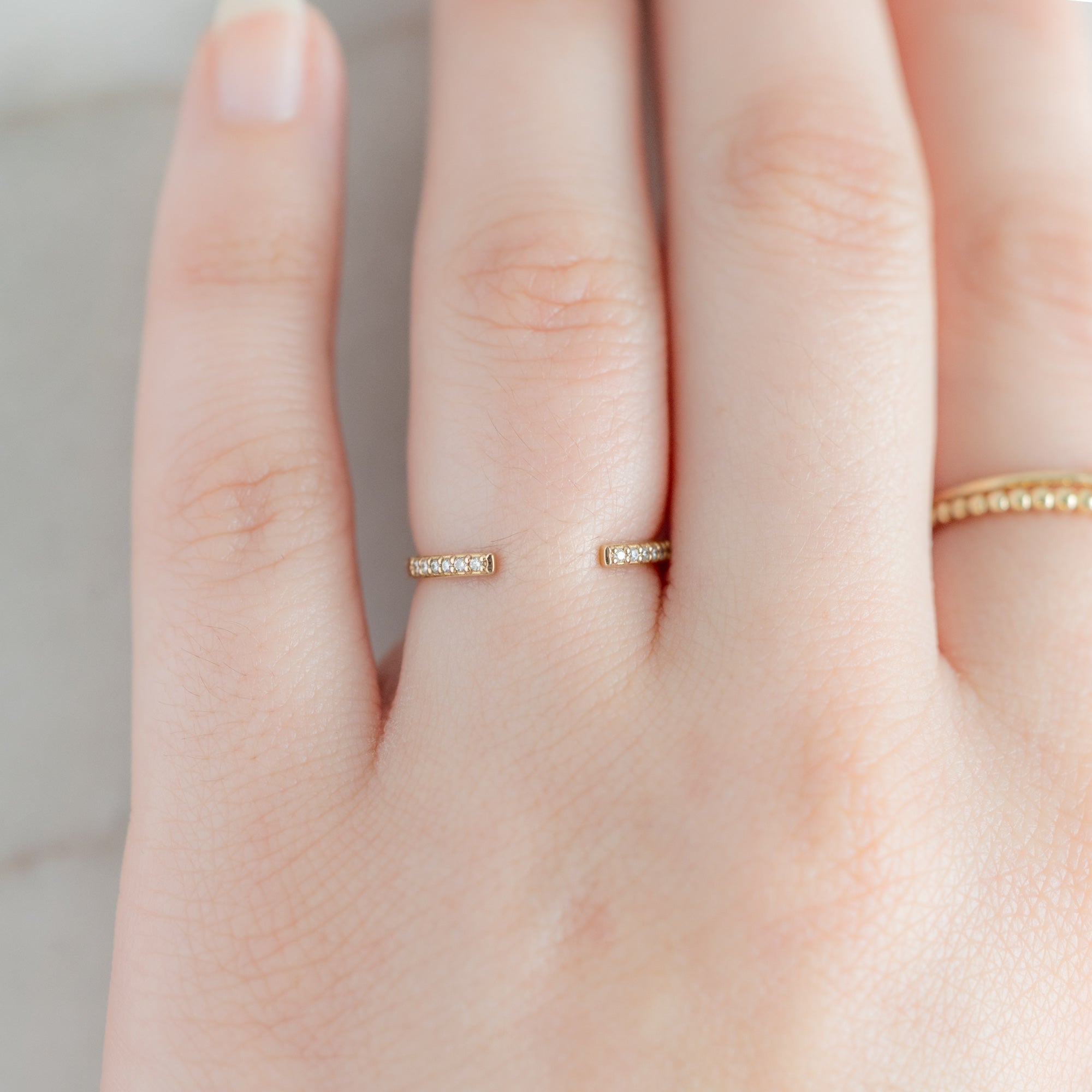 Open Cuff White Diamond Pavé Stacking Band | Yellow, Rose or White Gold