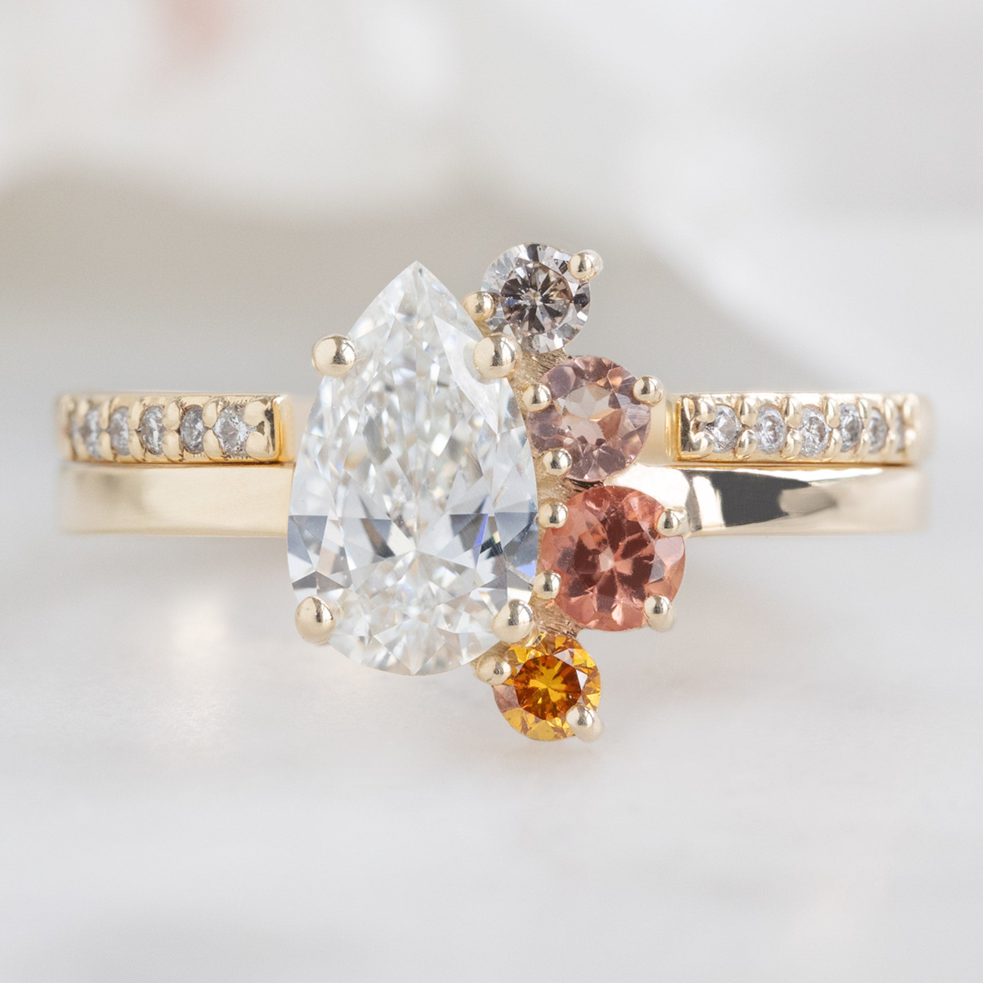 Open Cuff Salt and Pepper Diamond Pavé Stacking Band | Yellow, Rose or White Gold