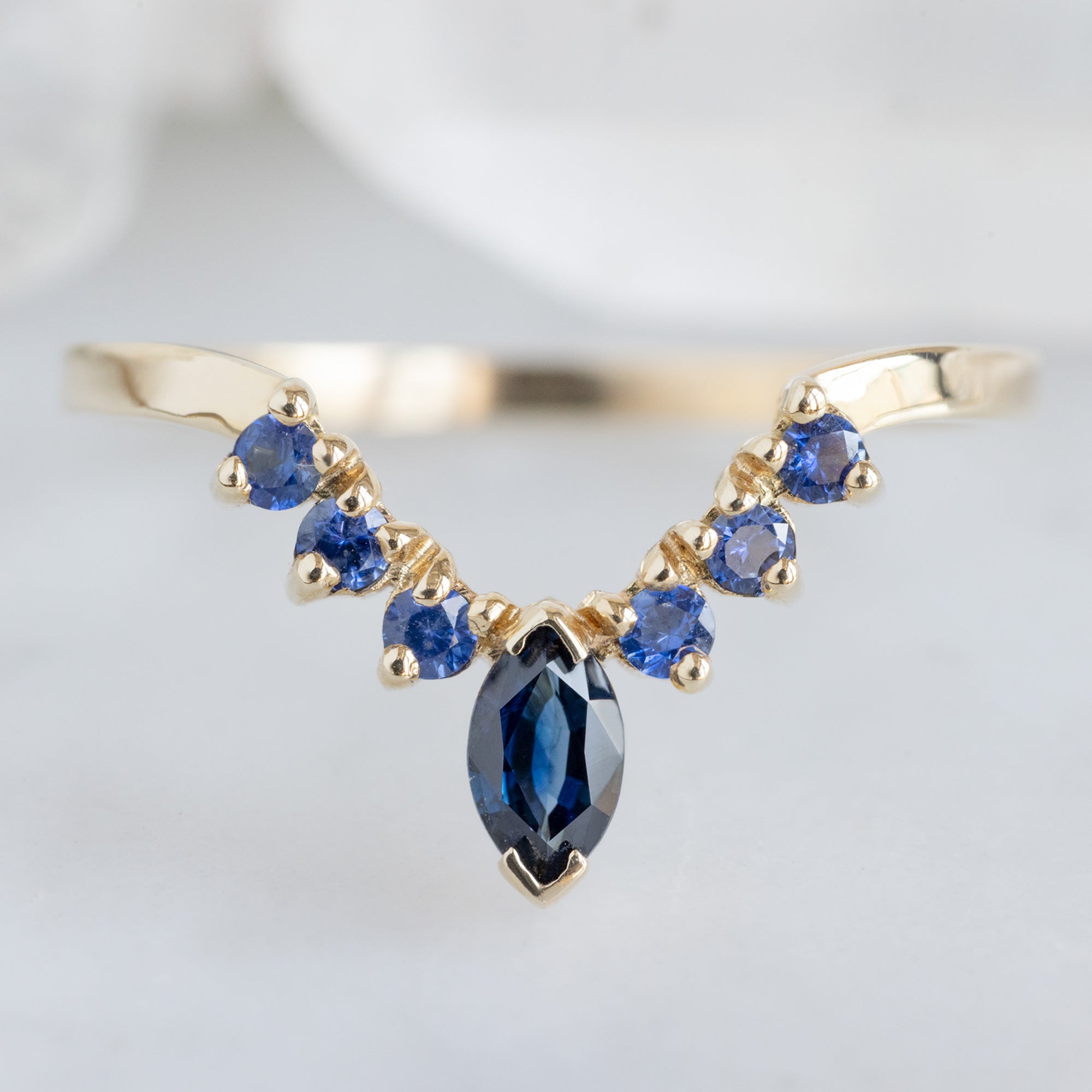 Sapphire Marquise Sunburst Stacking Band | Yellow, Rose or White Gold