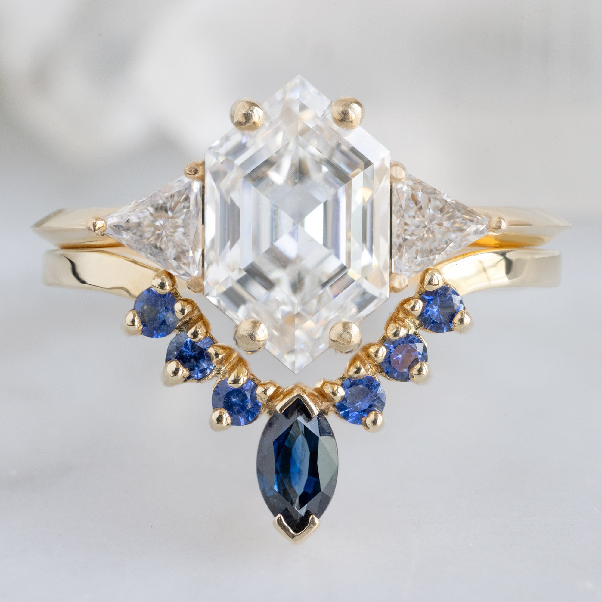 Sapphire Marquise Sunburst Stacking Band | Yellow, Rose or White Gold