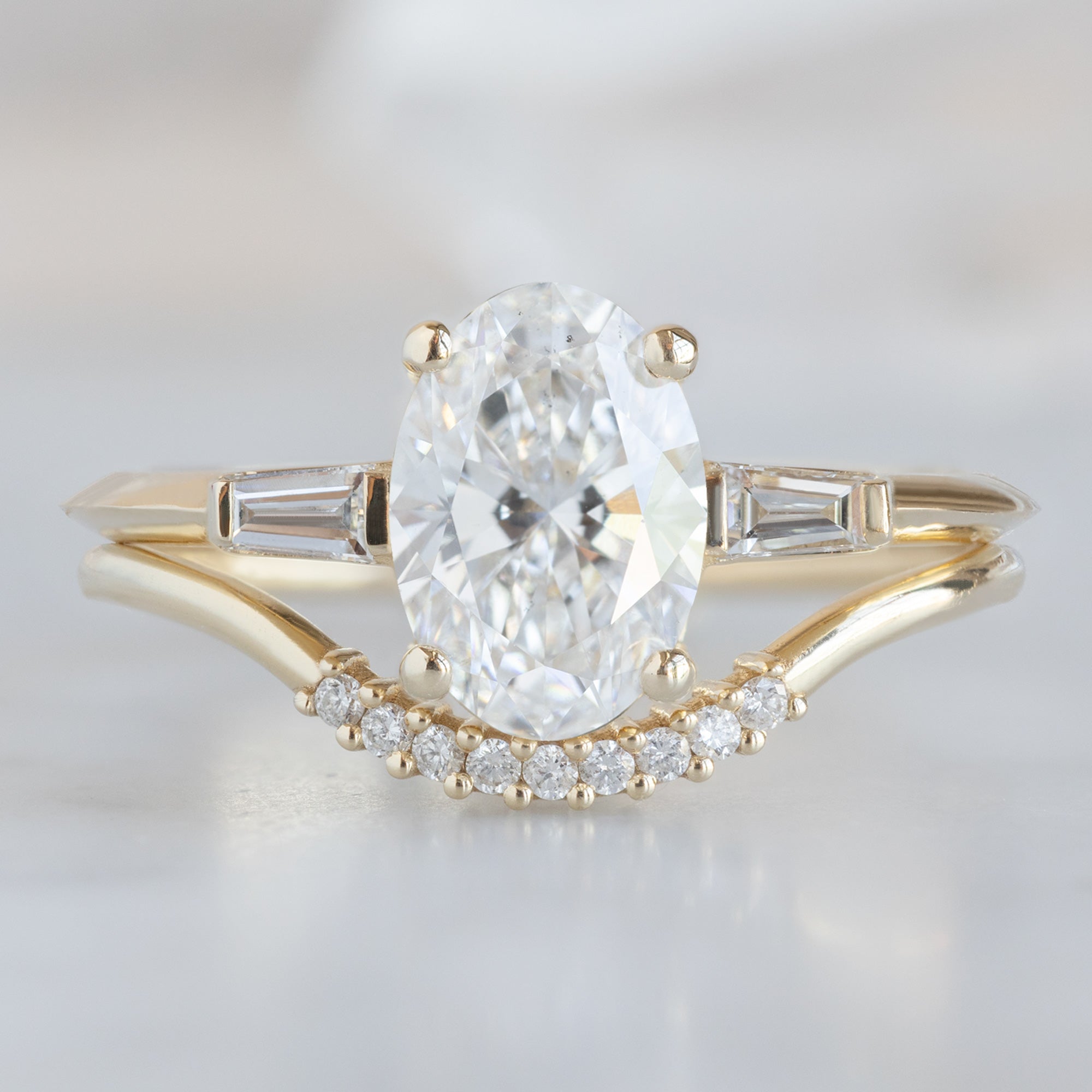 White Diamond Pavé Arc Stacking Band | Yellow, Rose or White Gold
