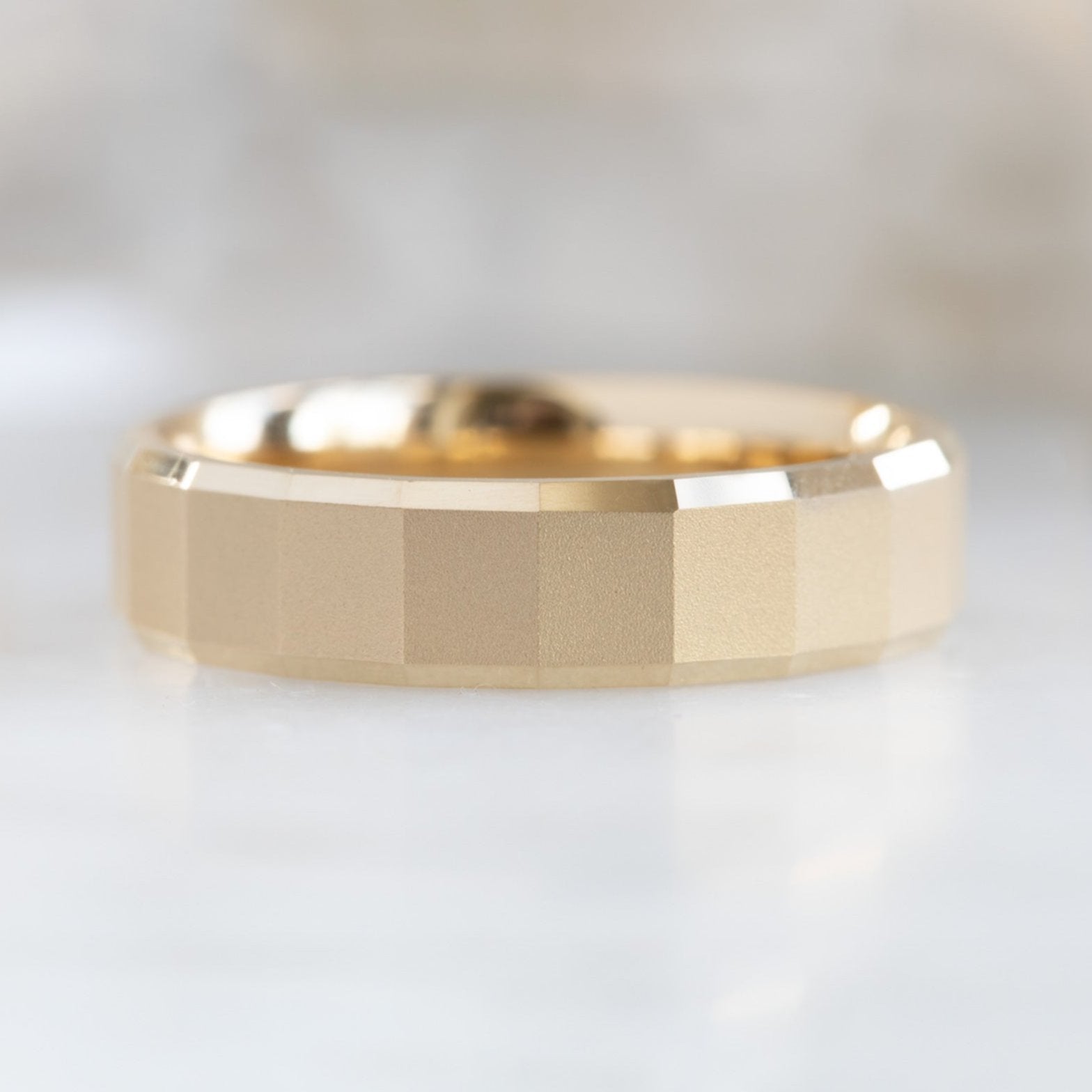 The Faceted Gold Wedding Band | Yellow, Rose or White Gold