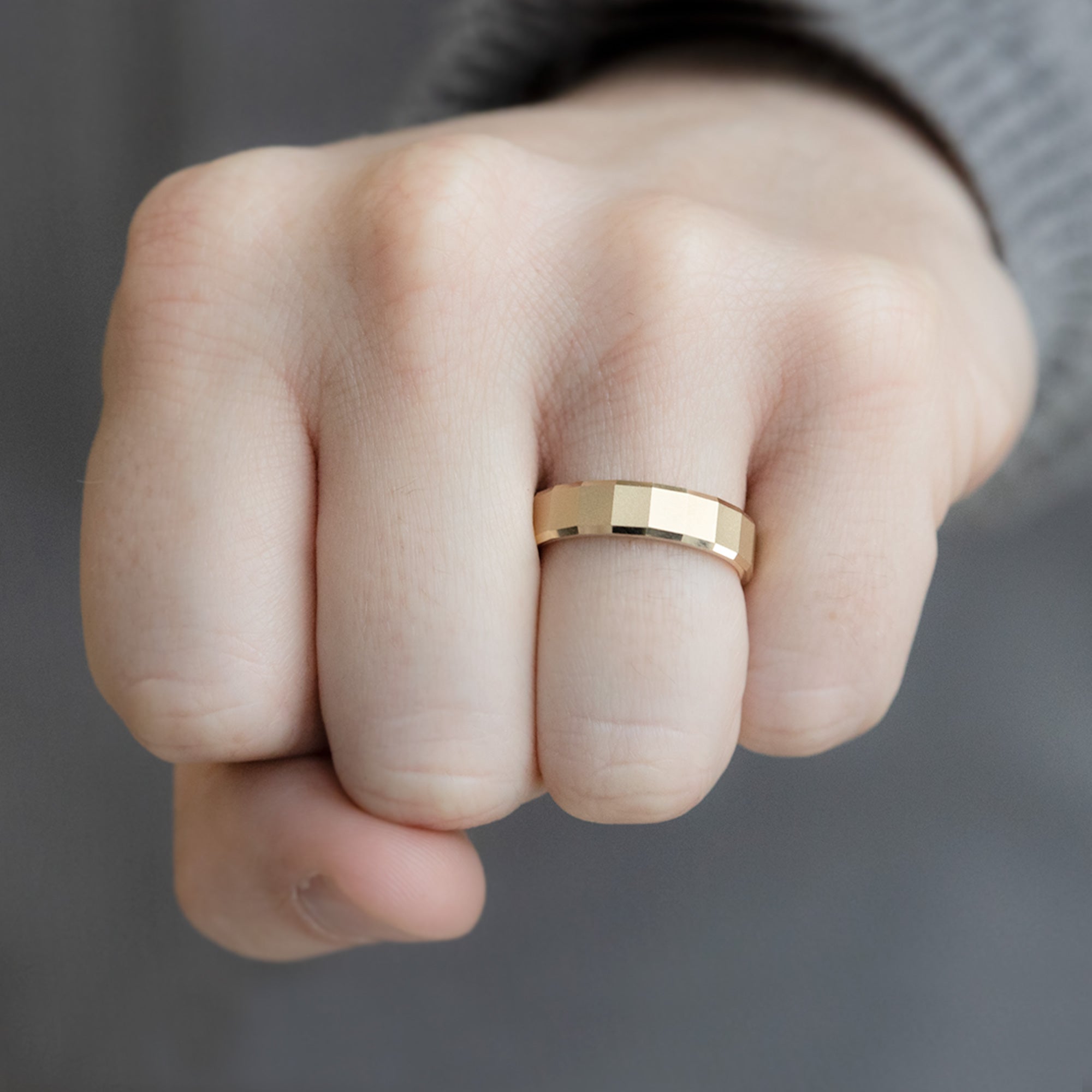 The Faceted Gold Wedding Band | Yellow, Rose or White Gold