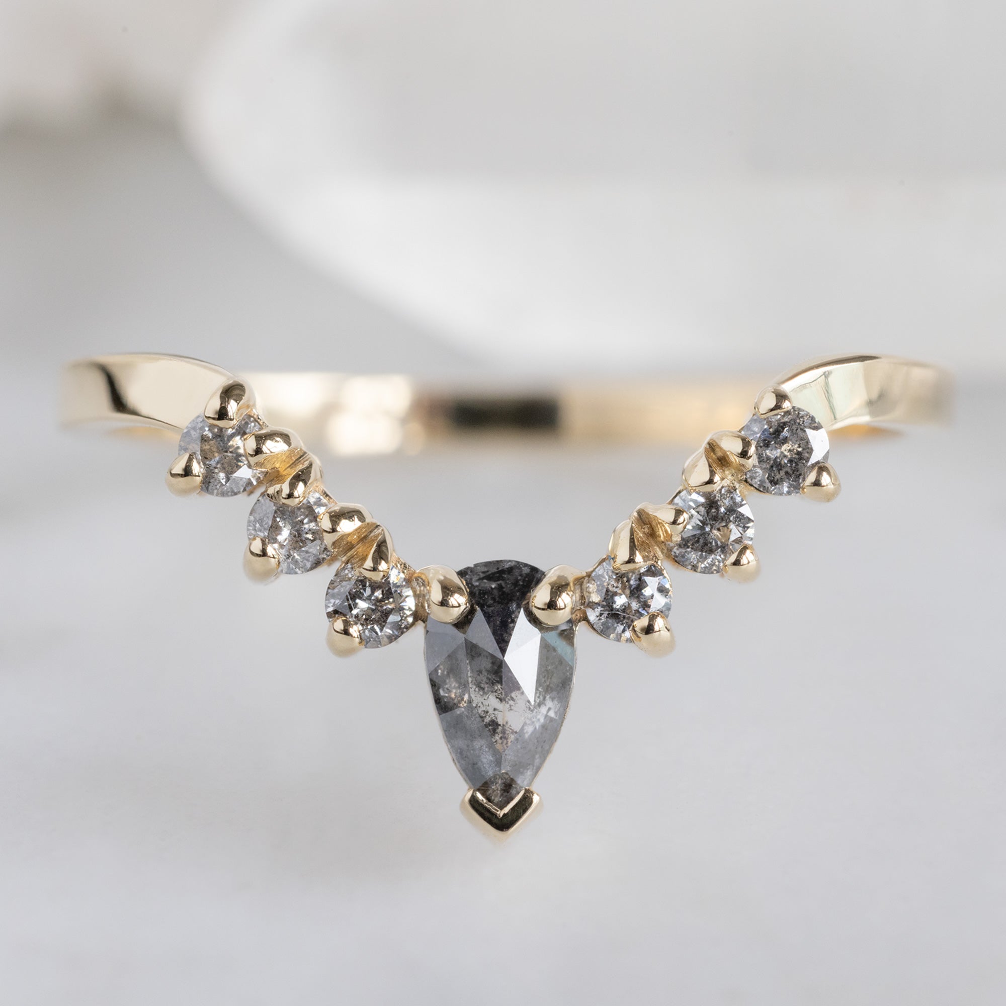 Black + Salt and Pepper Diamond Sunburst Stacking Band | Yellow, Rose or White Gold